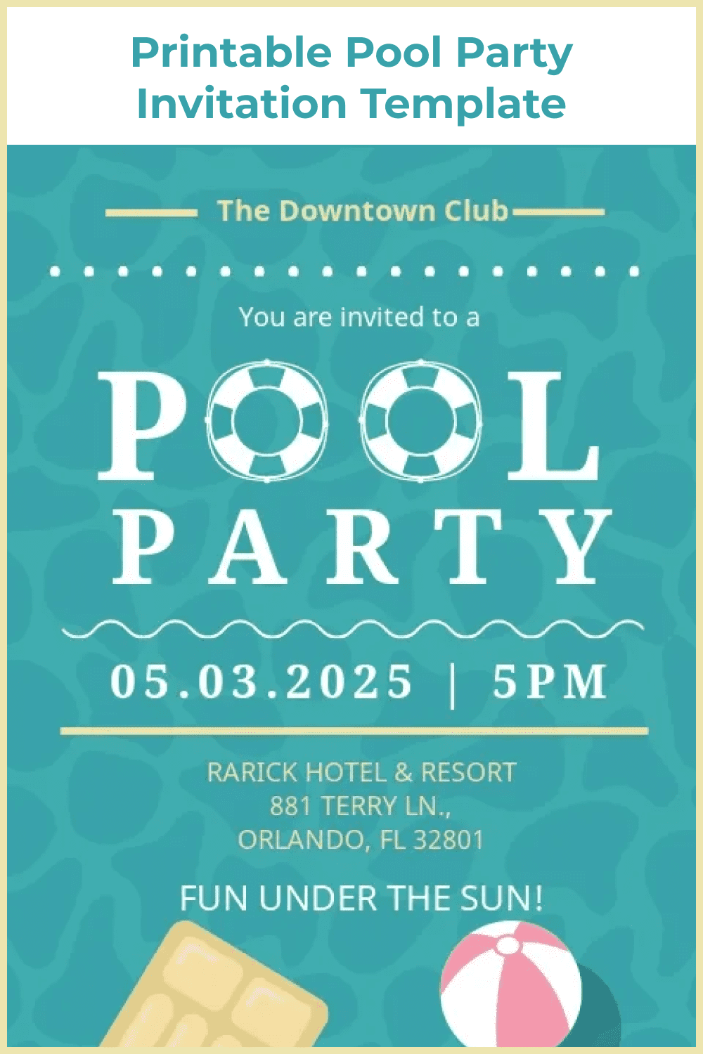 Free Printable Pool Party Templates Free Printable Pool Party Templates