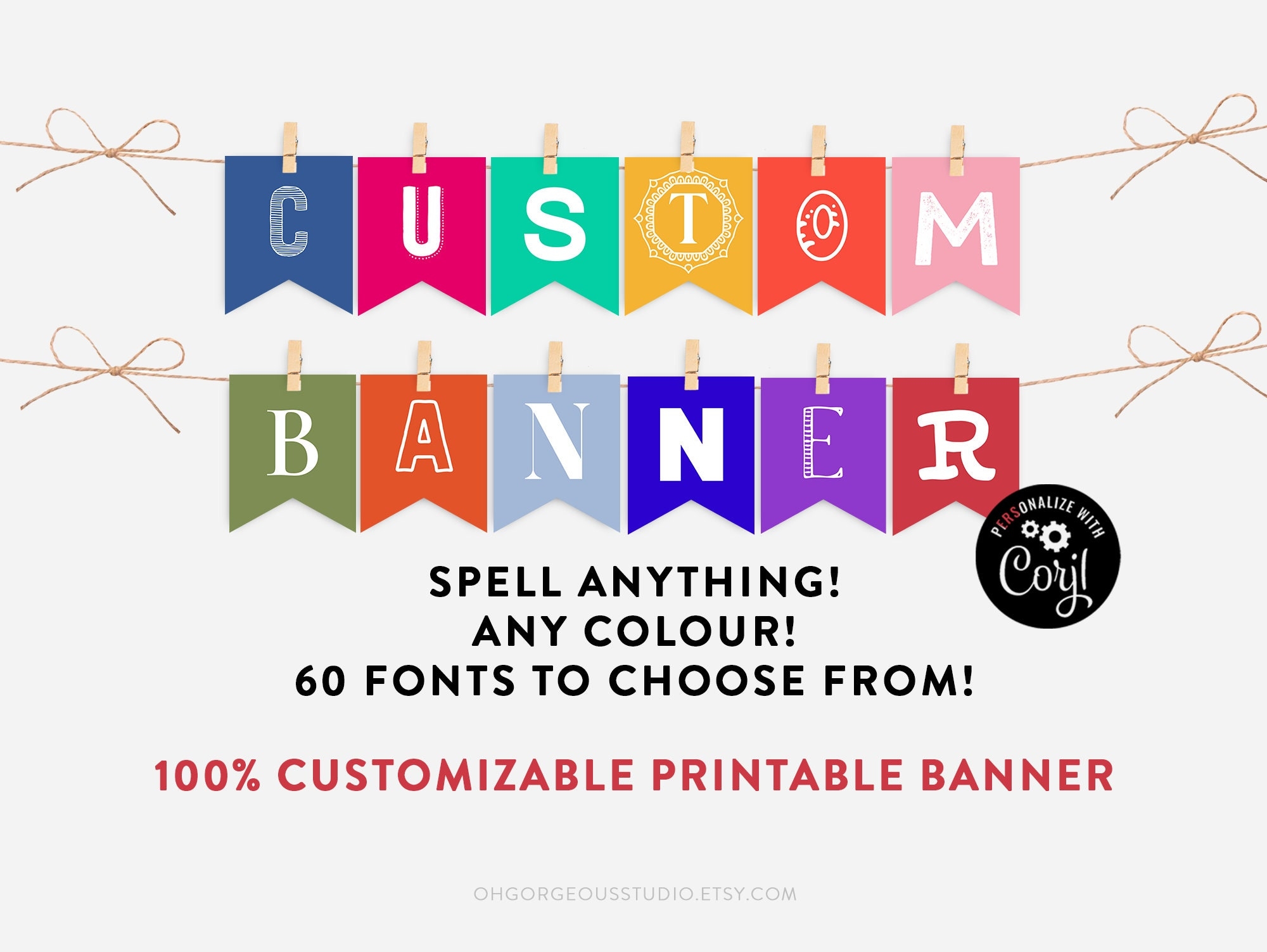 100 Editable Letter Banner Printable Banner Template Any Colour And 60 Fonts To Choose From DIY Party Banner For Any Event Etsy