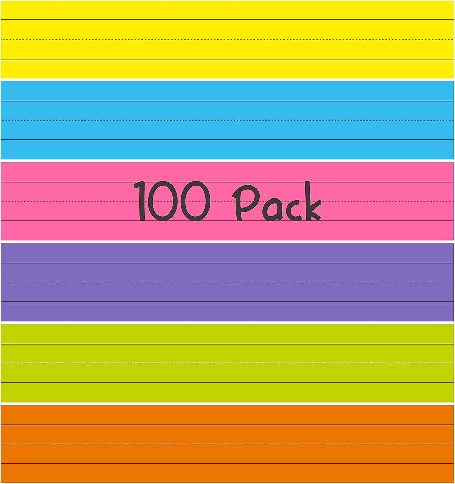 100 Pack Sentence Strips Ruled Sentence Strip Lined Paper For Handwriting Practice Learning Tool Classroom School Office Supplies 6 Assorted 100 Pack Sentence Strips Ruled Sentence Strip Lined Paper For Handwriting Practice Learning Tool Classroom School Office Supplies 6 Assorted
