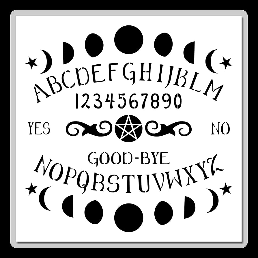 12 X 12 inch Decorative Ouija Spirit Board Stencil With Moon Phases And Pentagram 