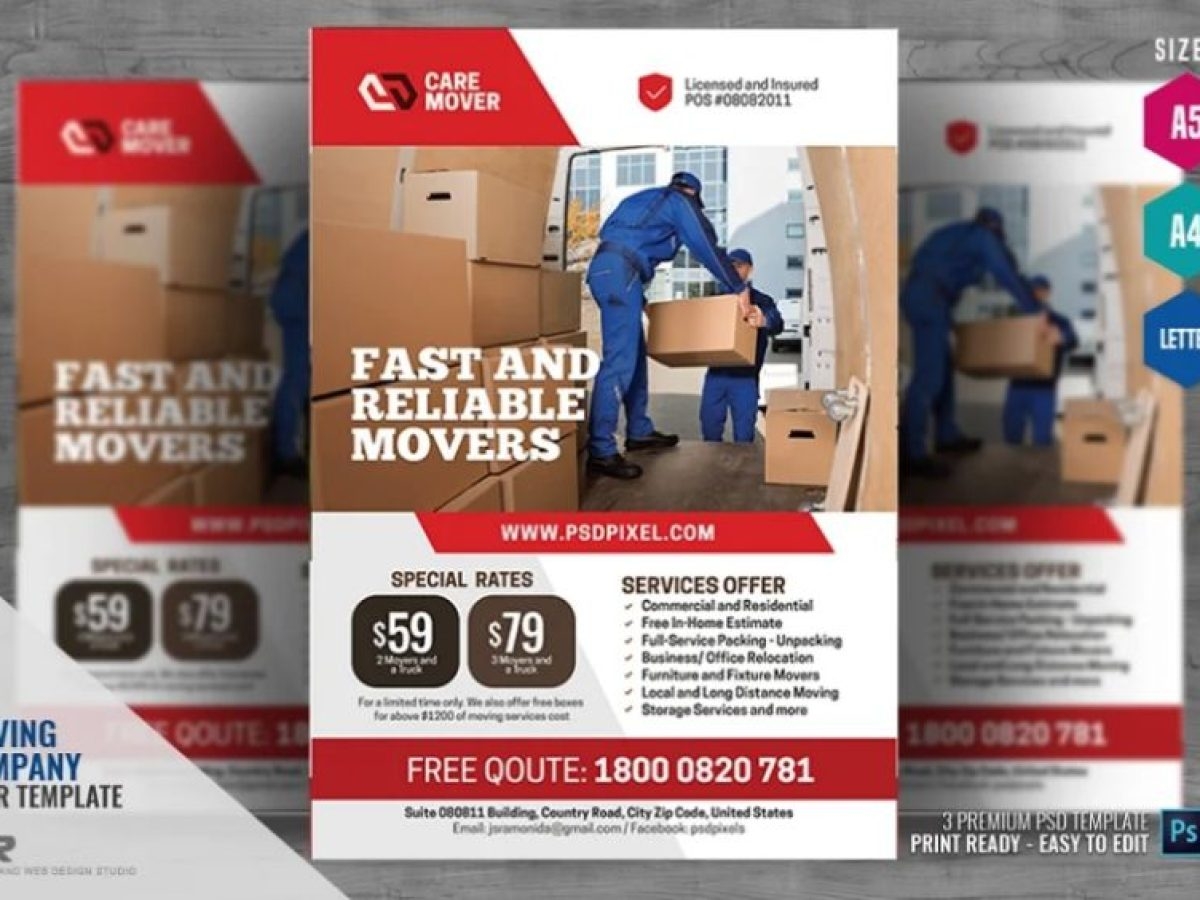 15 FREE Moving Company Flyer Template PSD Graphic Cloud