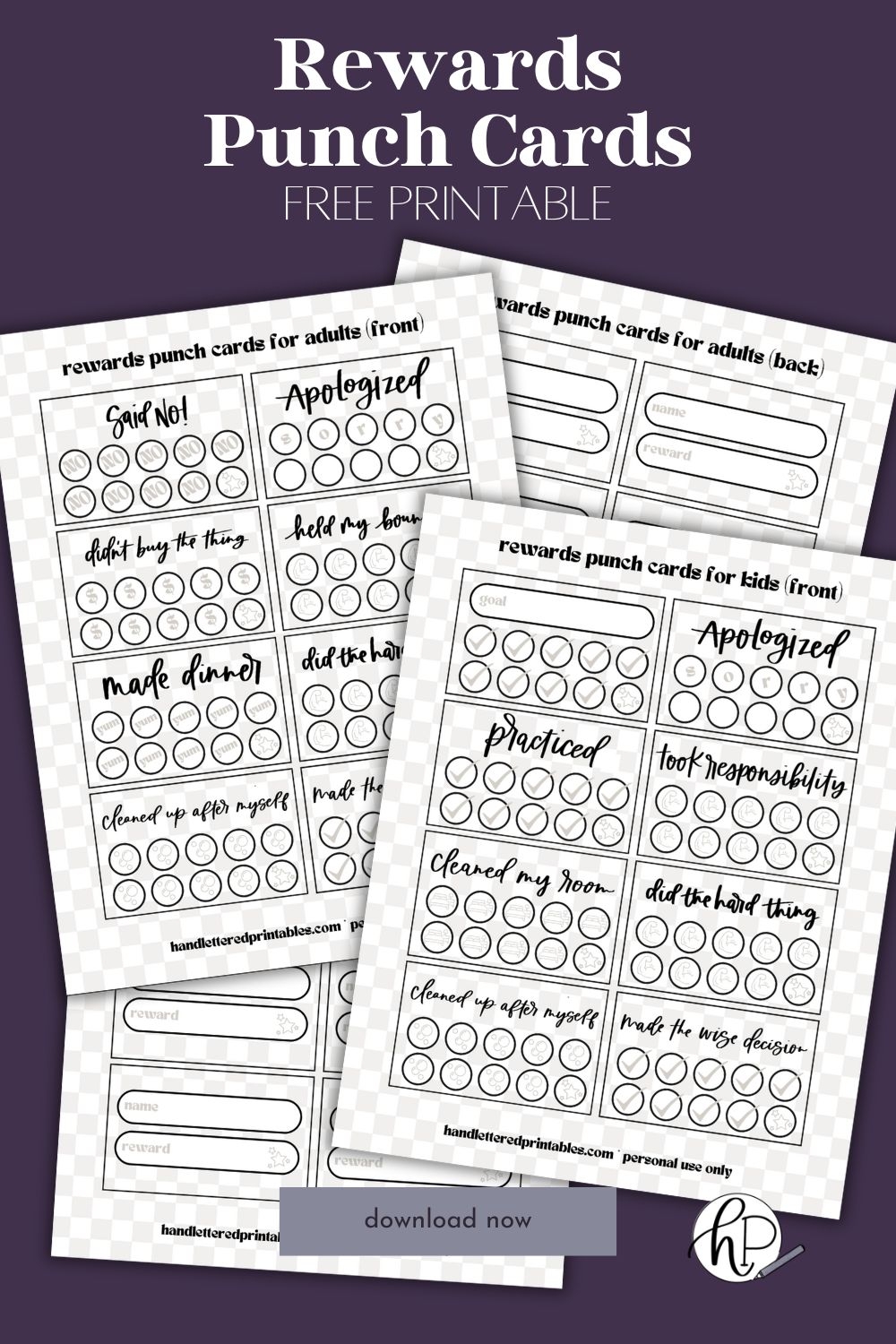 16 Free Printable Punch Cards For Adults Kids Hand Lettered 16 Free Printable Punch Cards For Adults Kids Hand Lettered