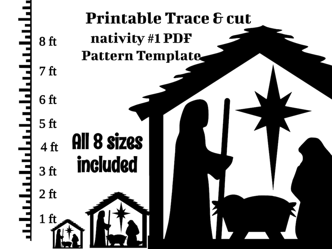 1ft 3ft 4ft 5ft 6ft 8ft Nativity Scene PDF Template printable Trace And Cut Christmas Sign Template Stencils Christmas Lawn Decorations Etsy