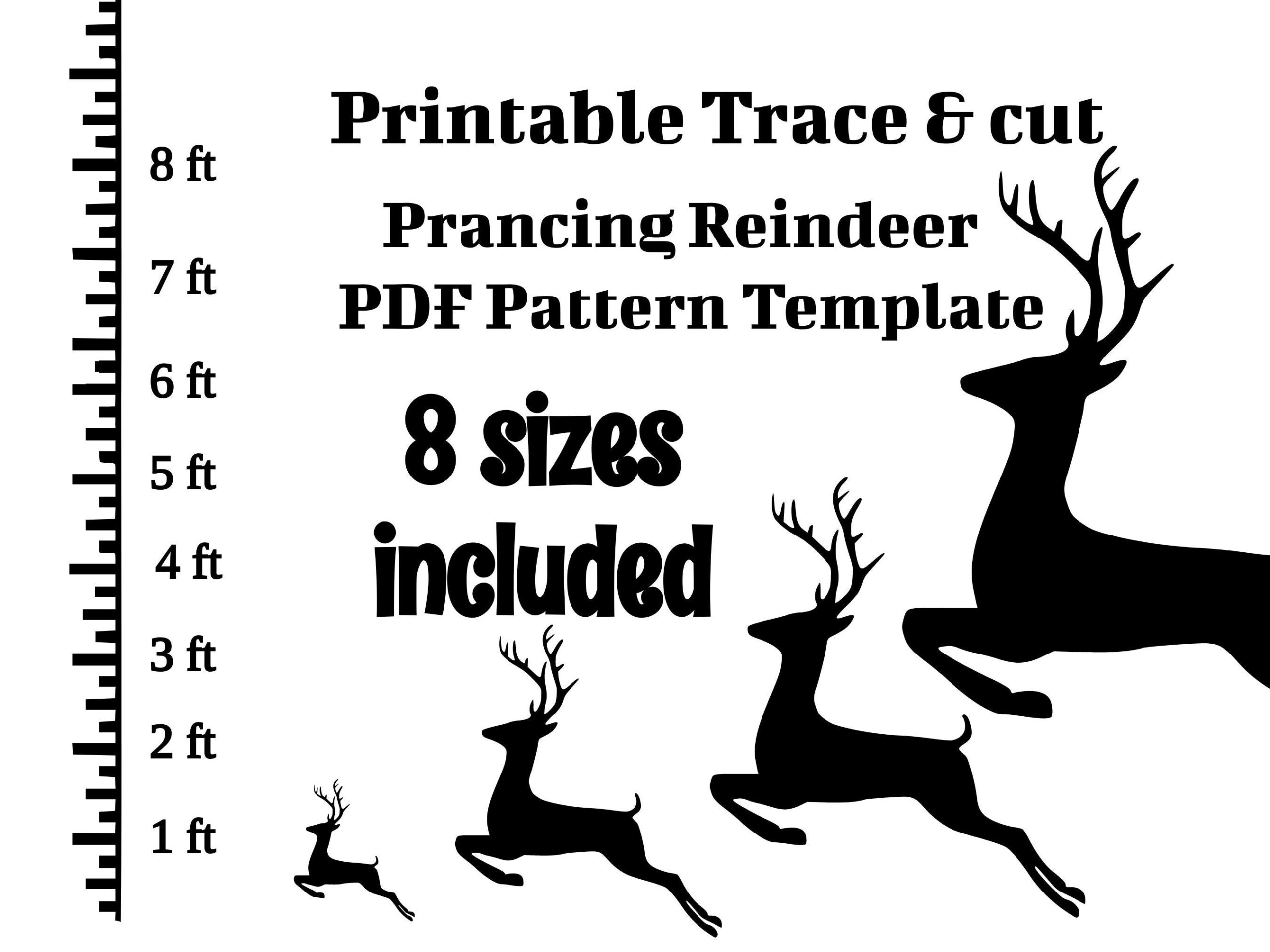 1ft 8ft Prancing Reindeer Silhouette PDF Template printable Trace And Cut Silhouette Decor Templates Stencils Christmaslawn Decorations Etsy