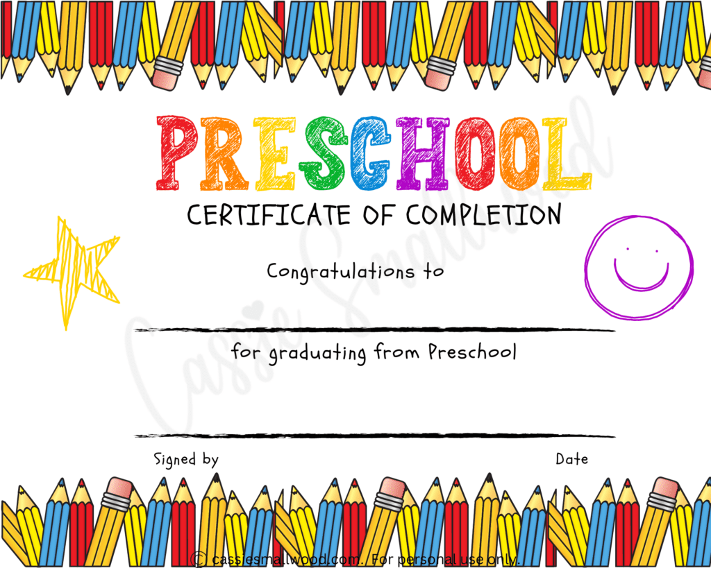 Free Printable Preschool Diploma Template