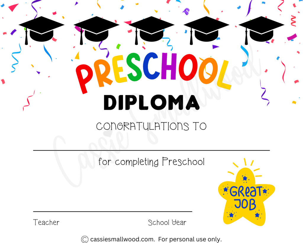 20 Preschool And Kindergarten Graduation Certificates FREE PRINTABLE Cassie Smallwood