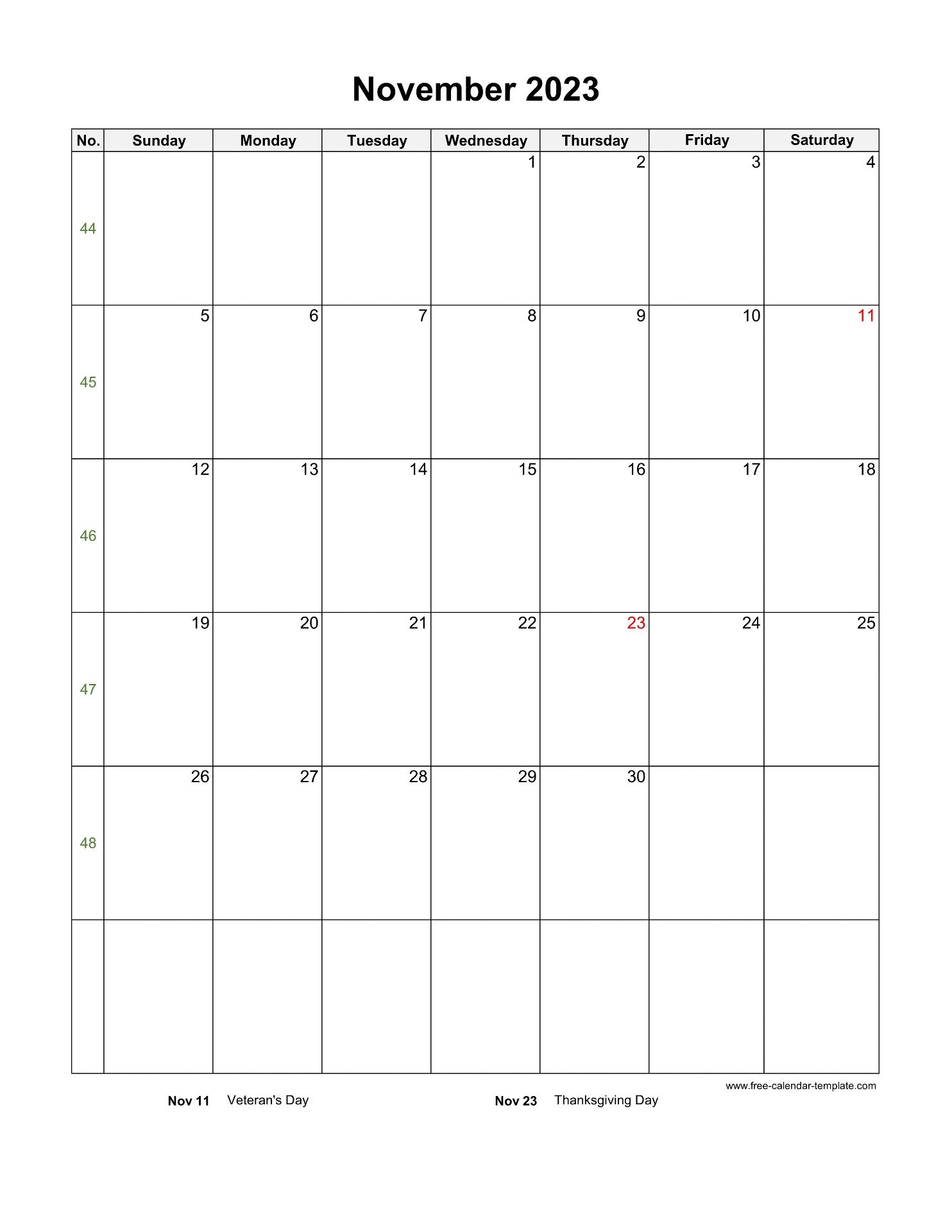2023 November Calendar Blank Vertical Template Free calendar template 2023 November Calendar Blank Vertical Template Free calendar template