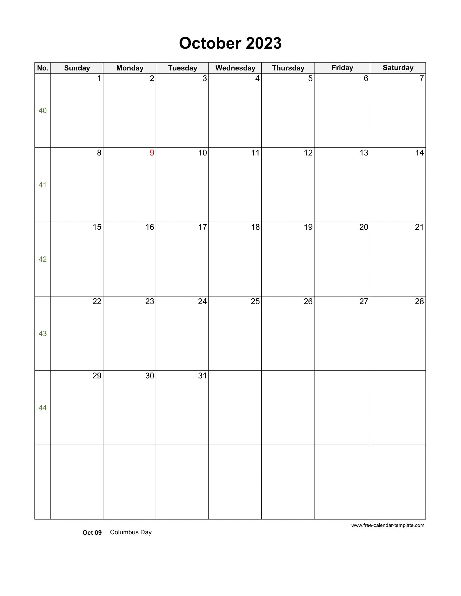 2023 October Calendar Blank Vertical Template Free calendar 2023 October Calendar Blank Vertical Template Free calendar