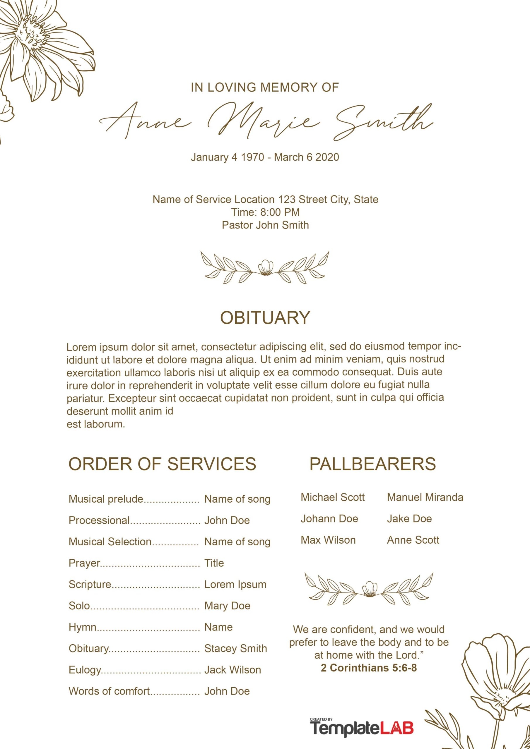 22 Free Funeral Program Templates Word PhotoShop PowerPoint 
