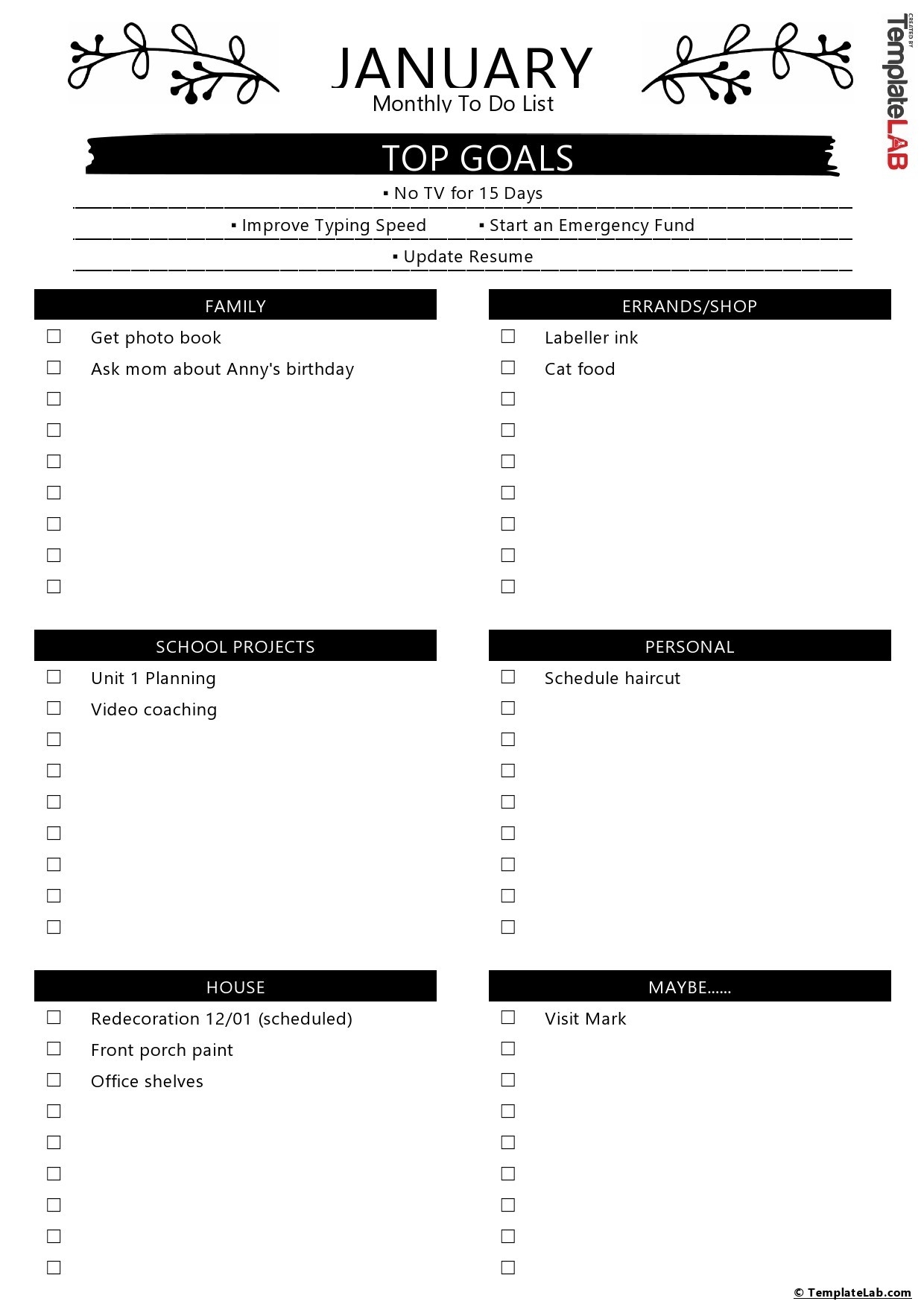 Free Printable Lists Templates Free Printable Lists Templates