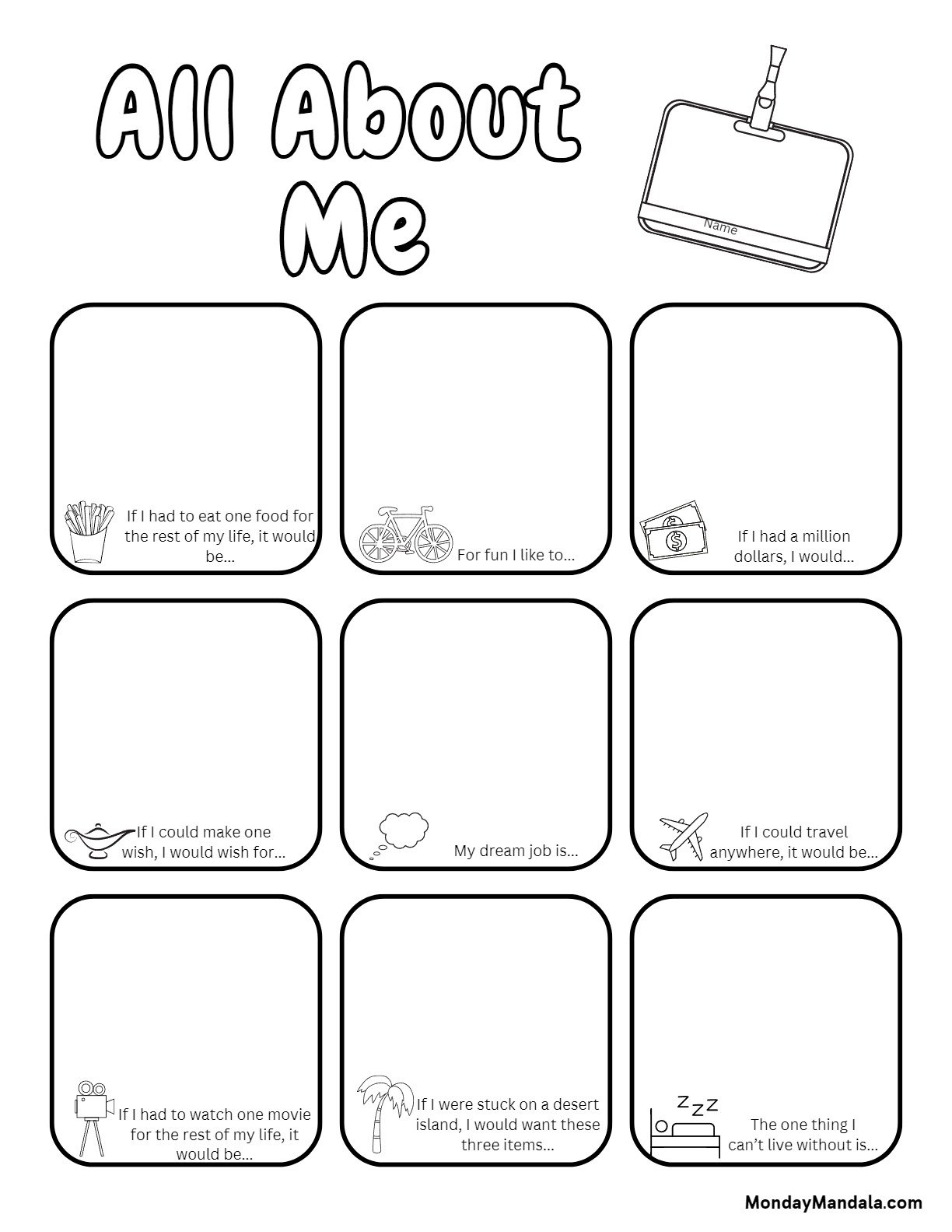 Free Printable Selfie Template