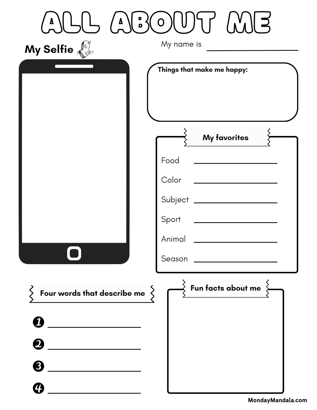 Free Printable Selfie Template