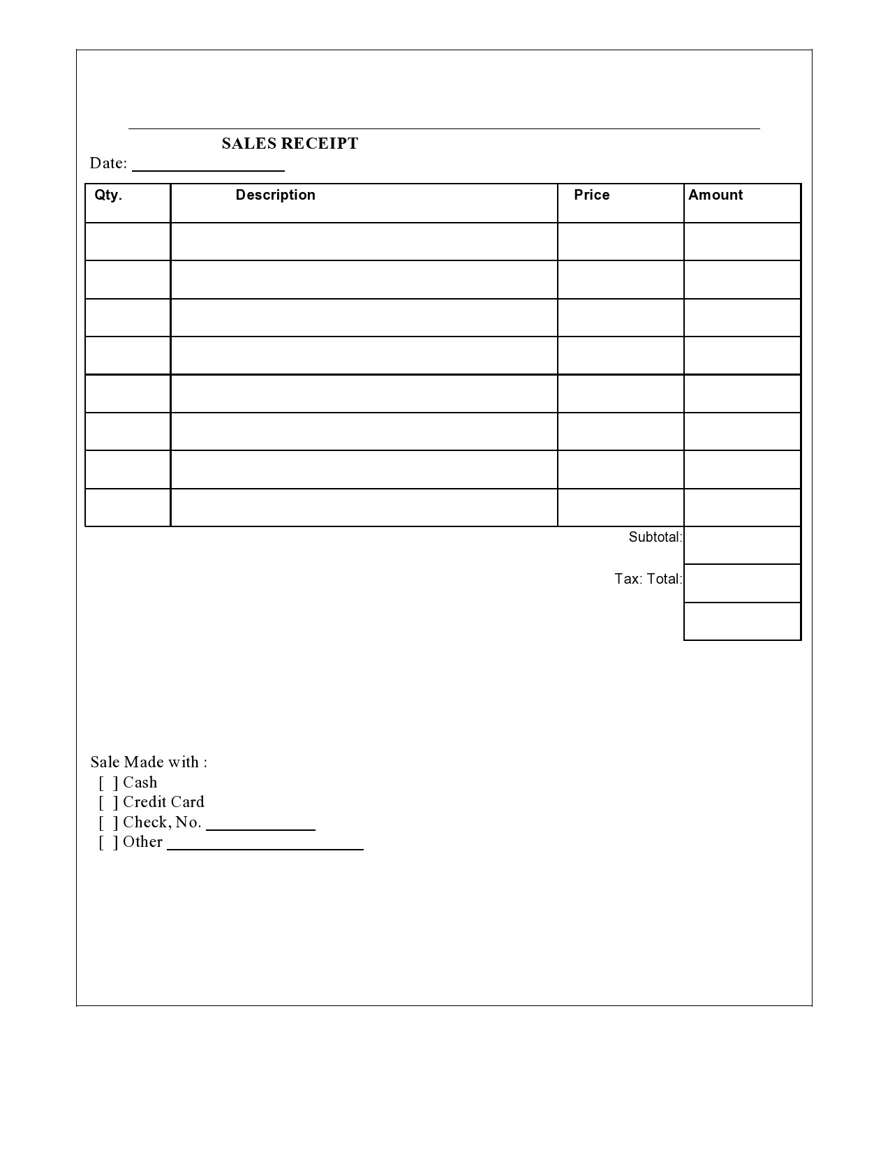 Free Printable Sales Receipts Template Free Printable Sales Receipts Template
