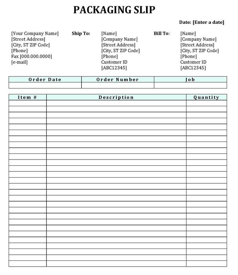 30 Free Packing Slip Templates Editable Word Excel