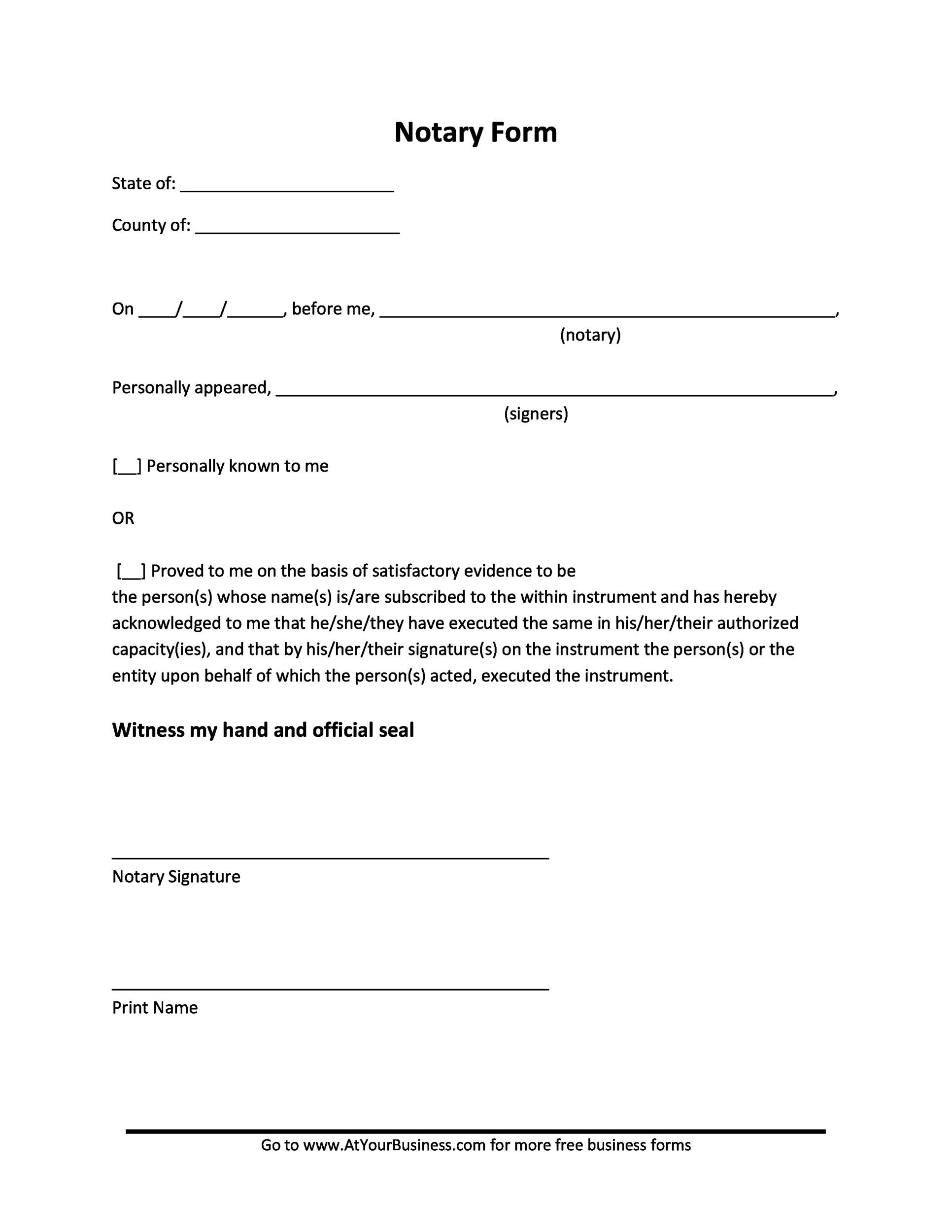 Free Printable Notary Letter Template