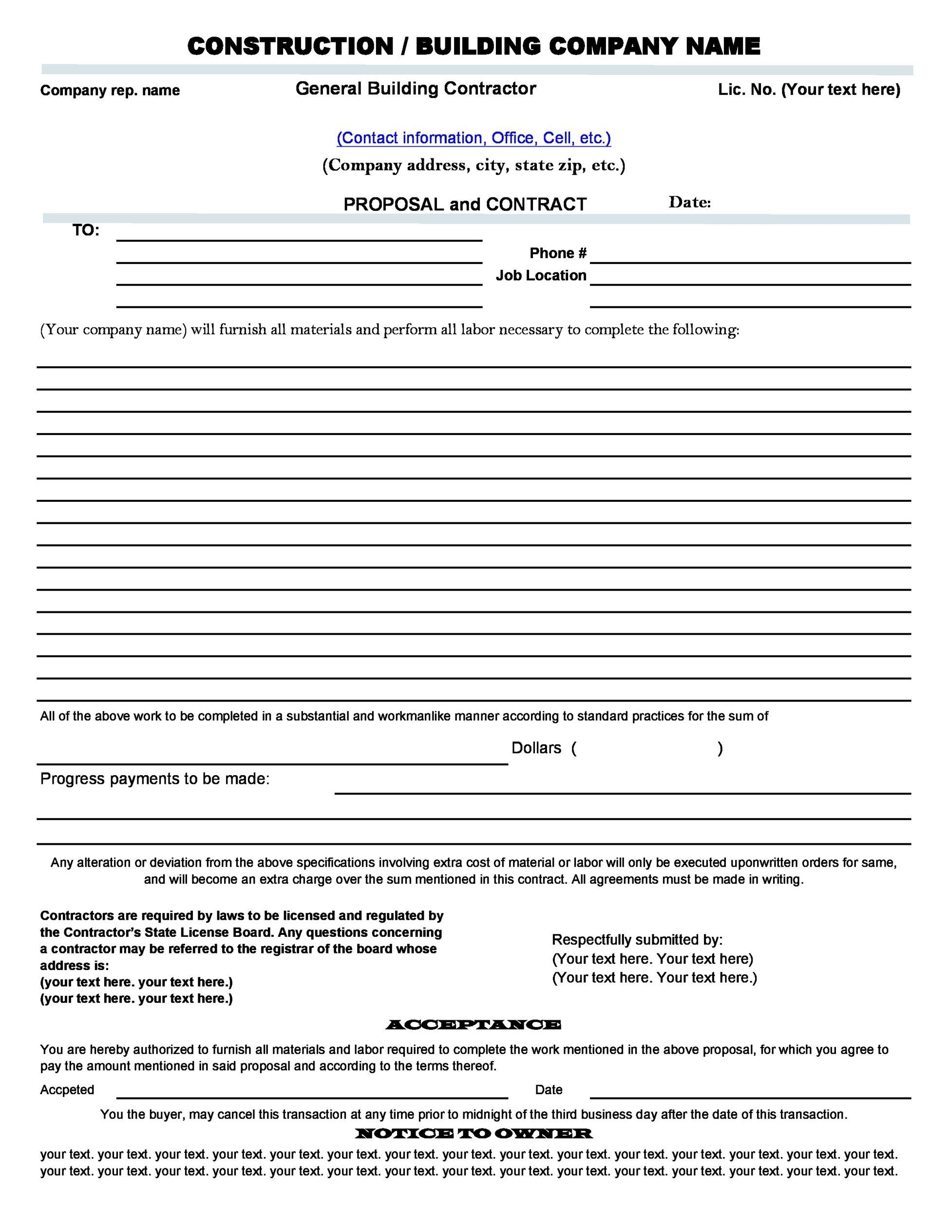 31 Construction Proposal Template U0026 Construction Bid Forms 31 Construction Proposal Template U0026 Construction Bid Forms