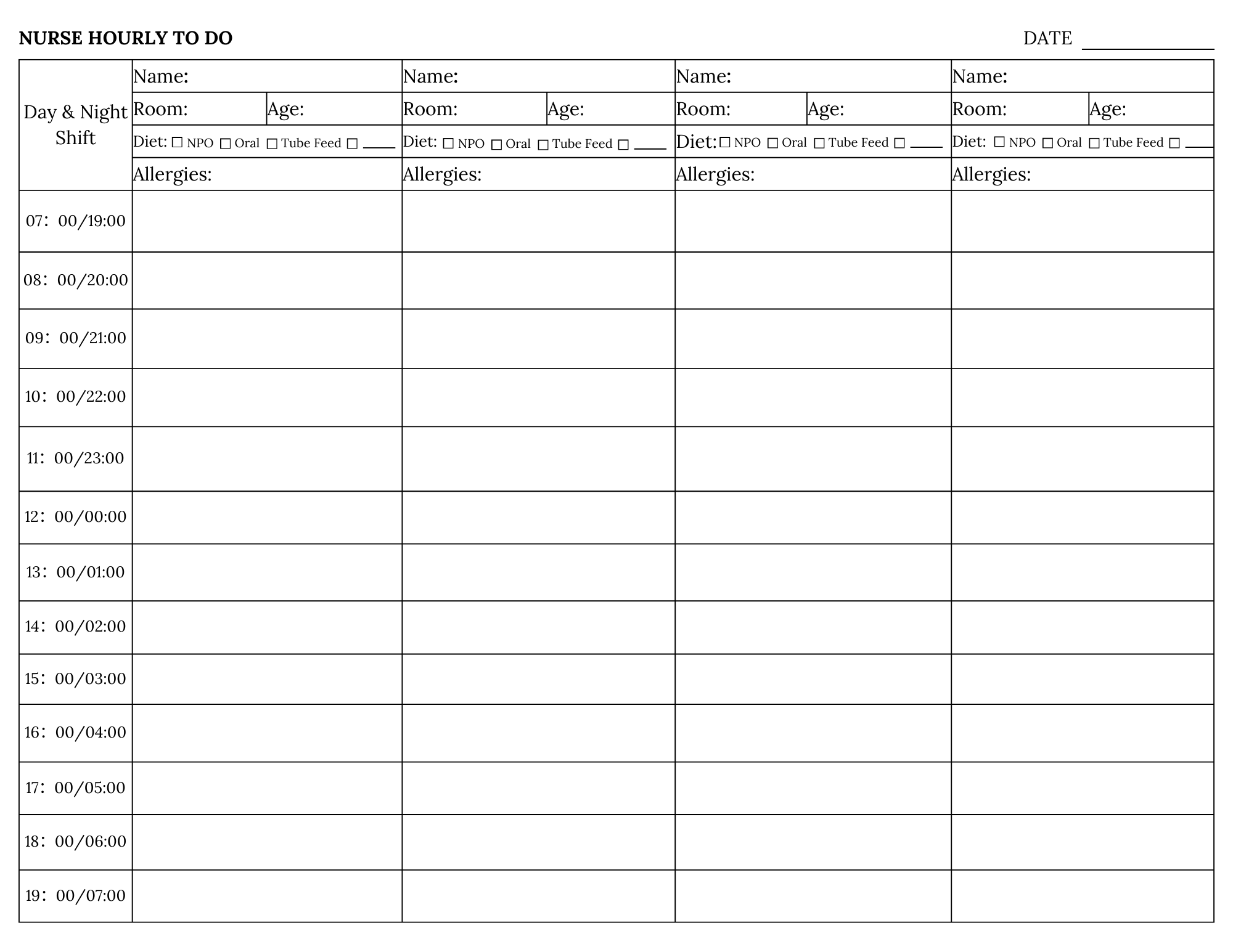 Free Printable Nursing Shift Planner Template Free Printable Nursing Shift Planner Template