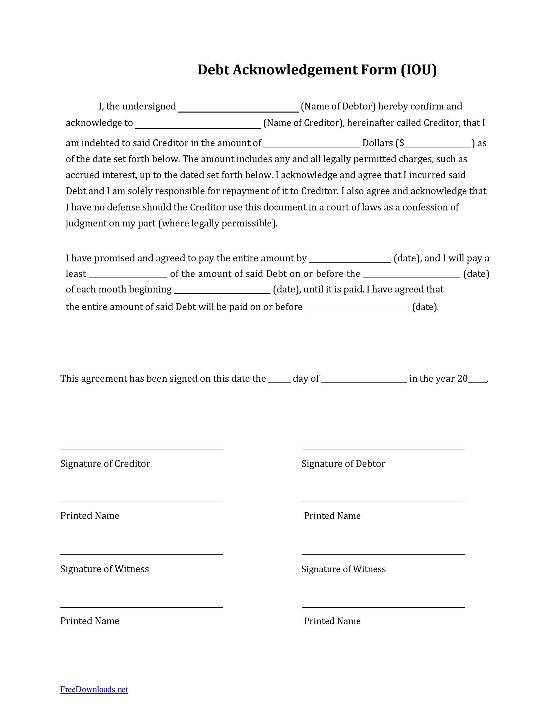 Free Printable Iou Template Uk