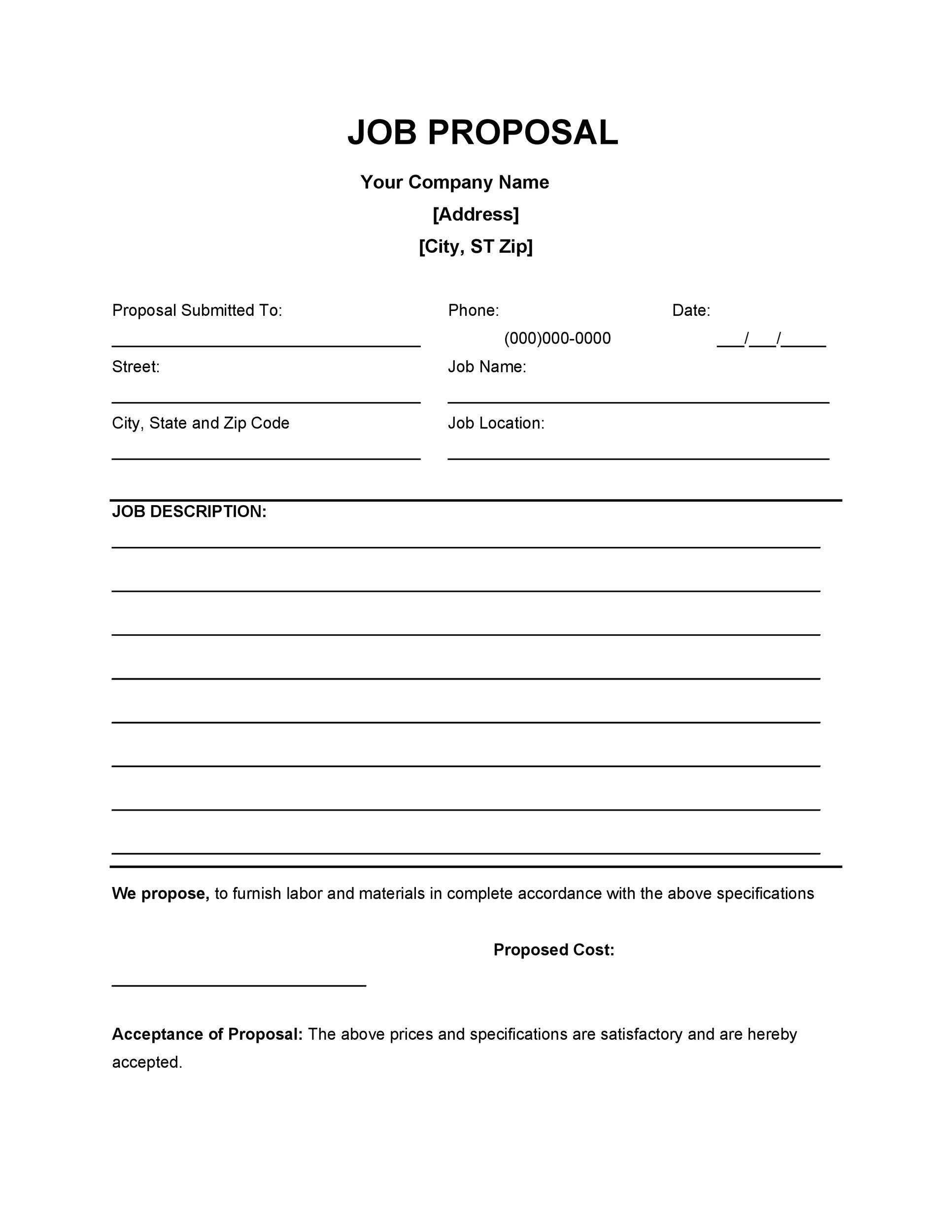 Free Printable Job Proposal Templates