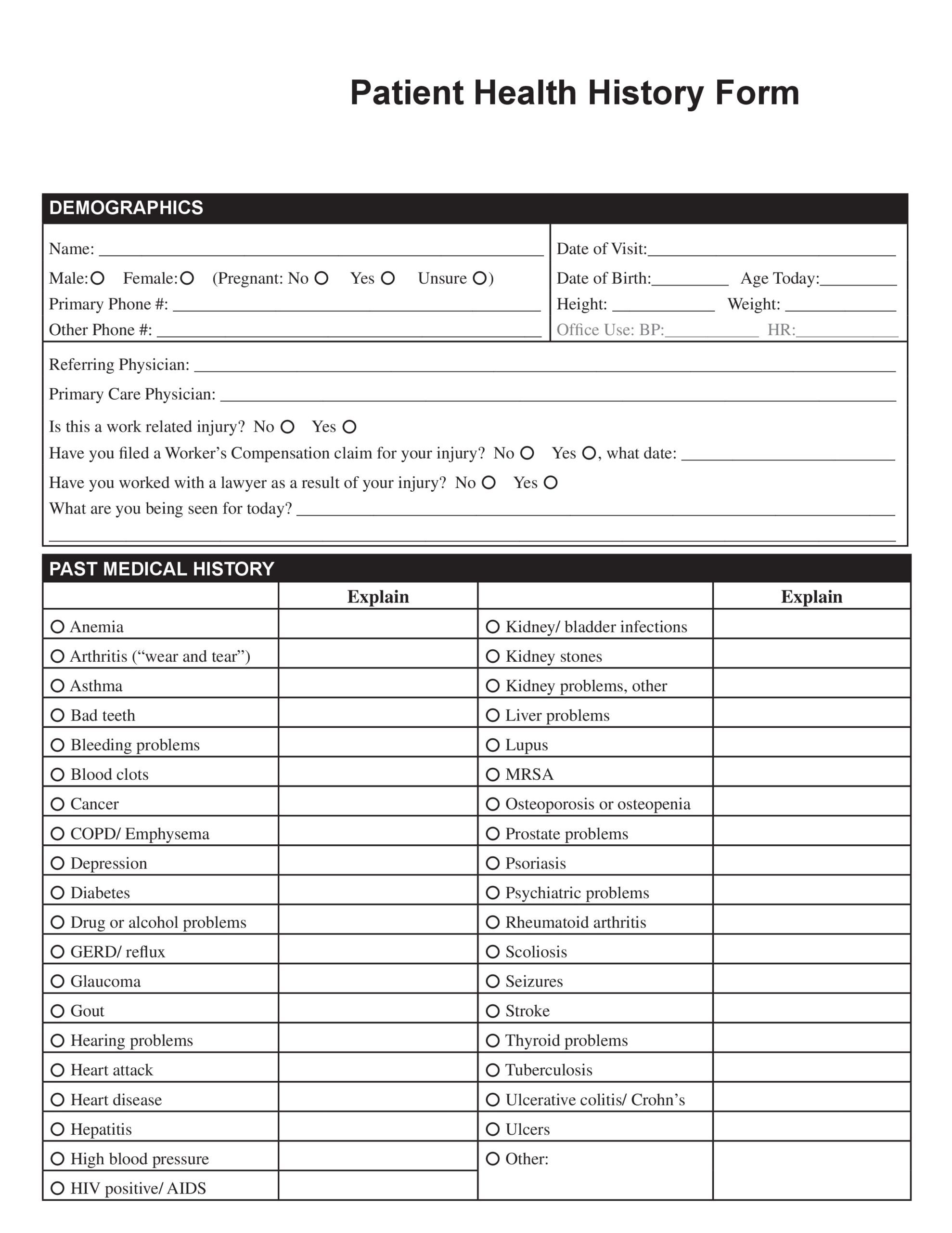 Free Printable Medical Form Templates