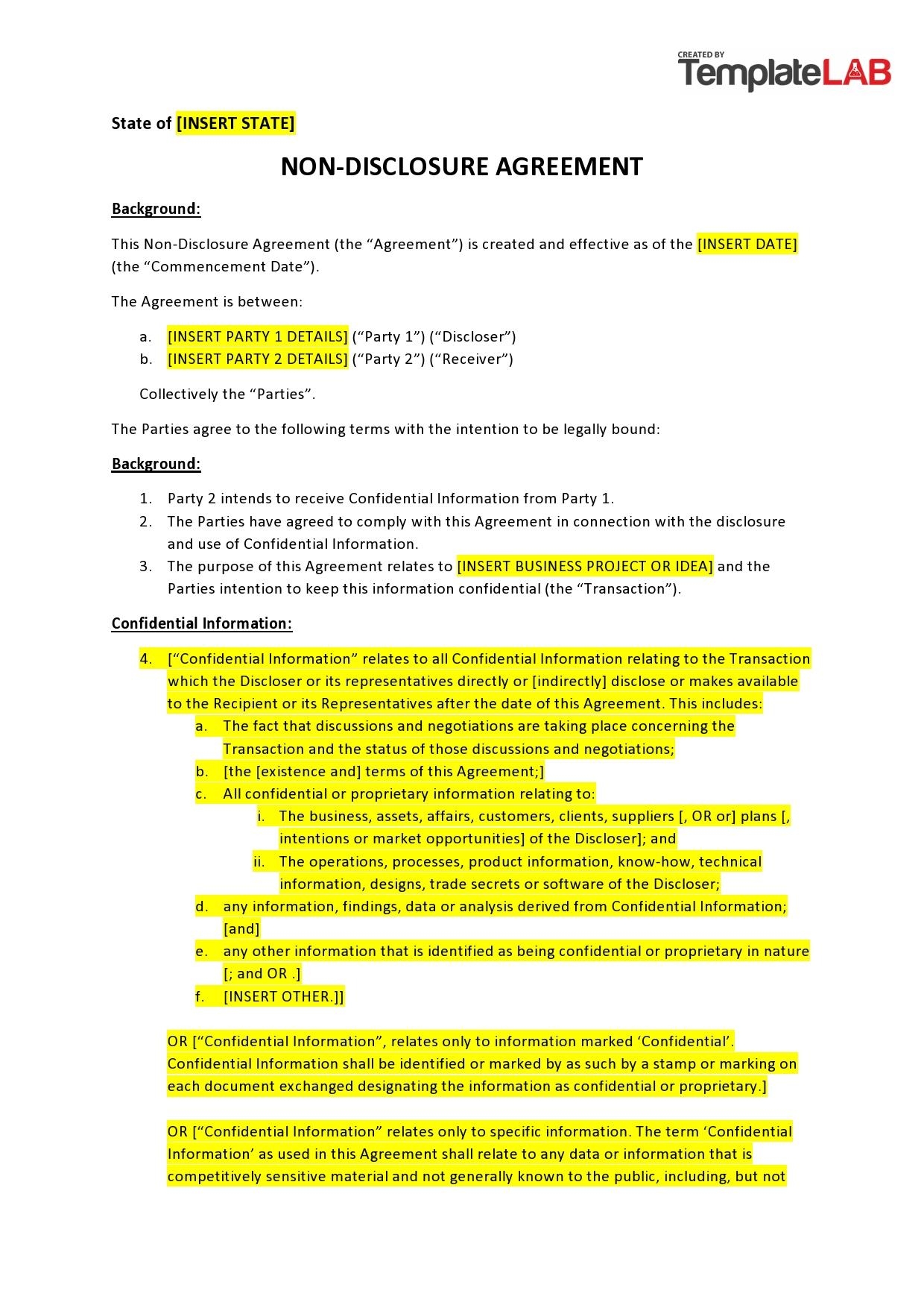 44 Non Disclosure Agreement Templates NDA Forms 44 Non Disclosure Agreement Templates NDA Forms