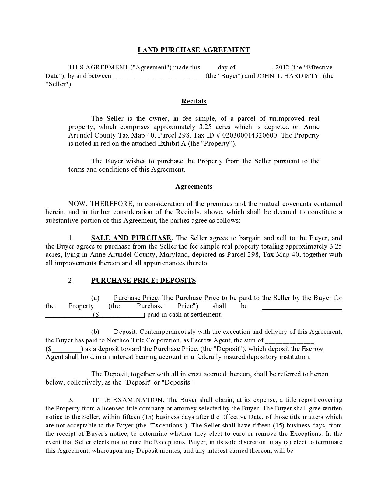 Free Printable Land Contract Template Free Printable Land Contract Template
