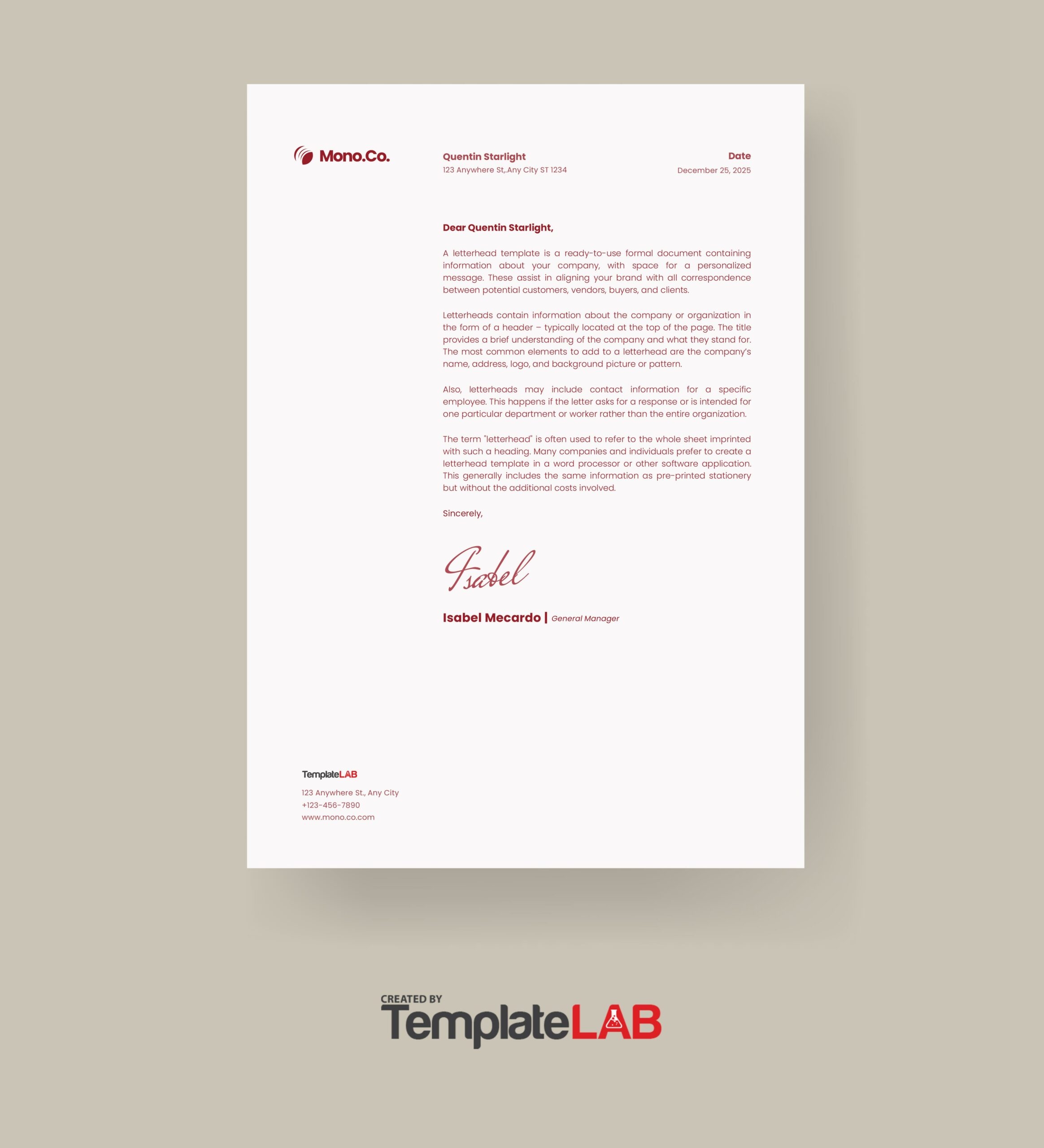 Free Printable Letterhead Templates Uk