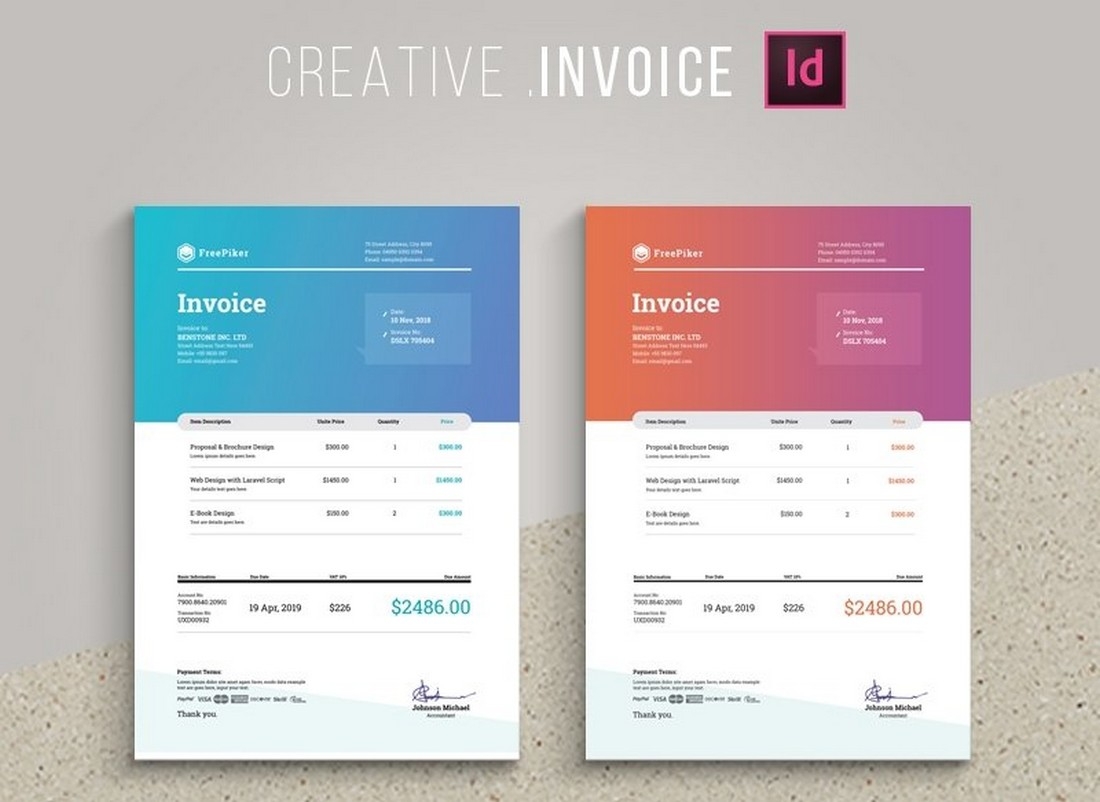 50 Best Invoice Templates For InDesign U0026 Illustrator Free 50 Best Invoice Templates For InDesign U0026 Illustrator Free
