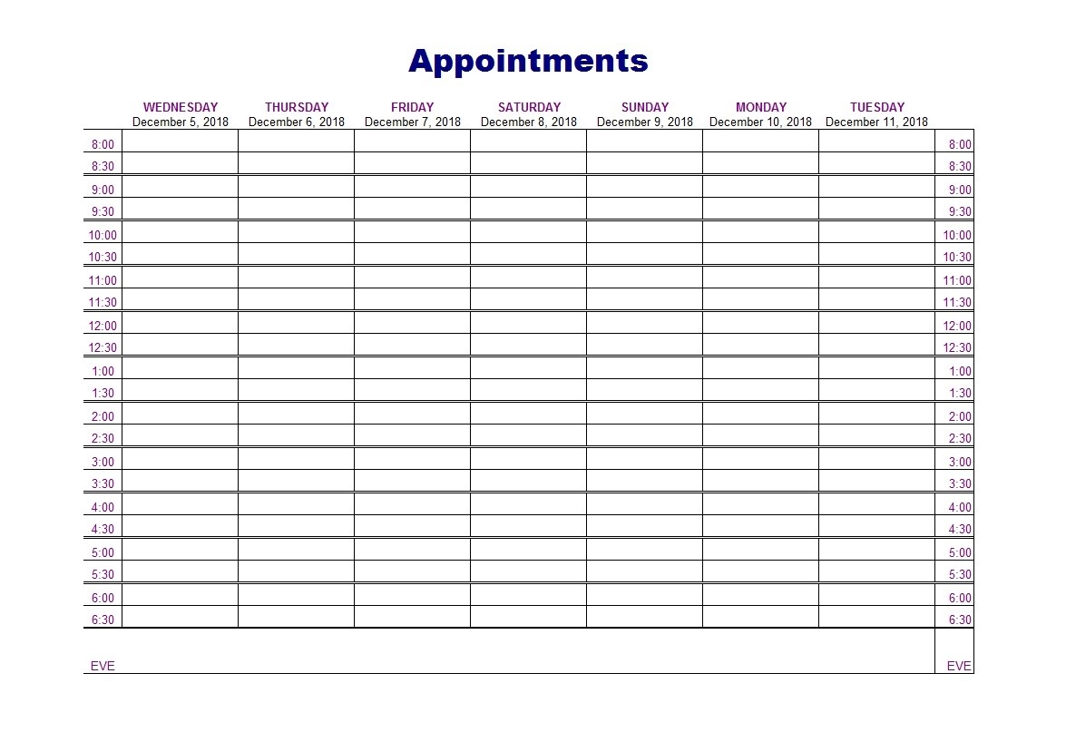 50 Printable Appointment Schedule Templates u0026 Appointment Calendars 50 Printable Appointment Schedule Templates u0026 Appointment Calendars