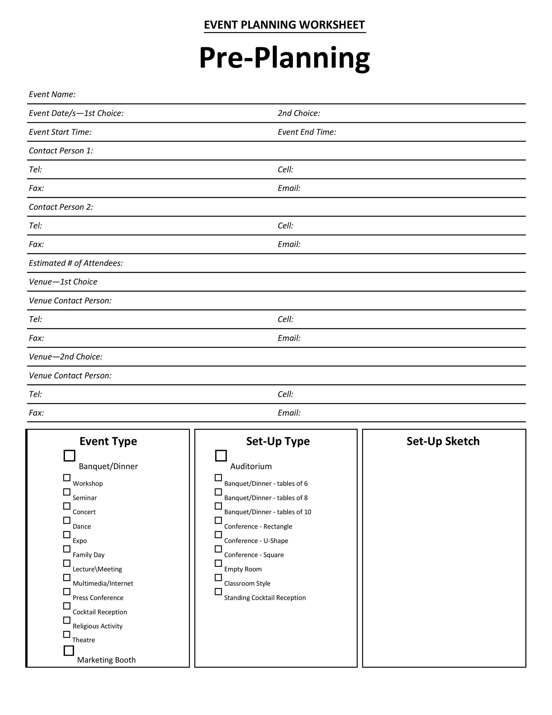 Free Printable Organization Event Planning Template
