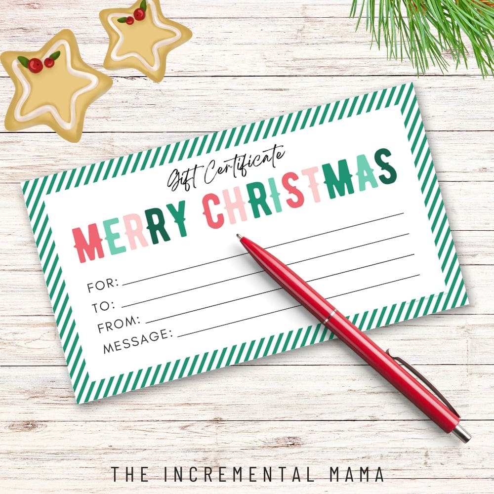 Free Printable Iou Template Christmas