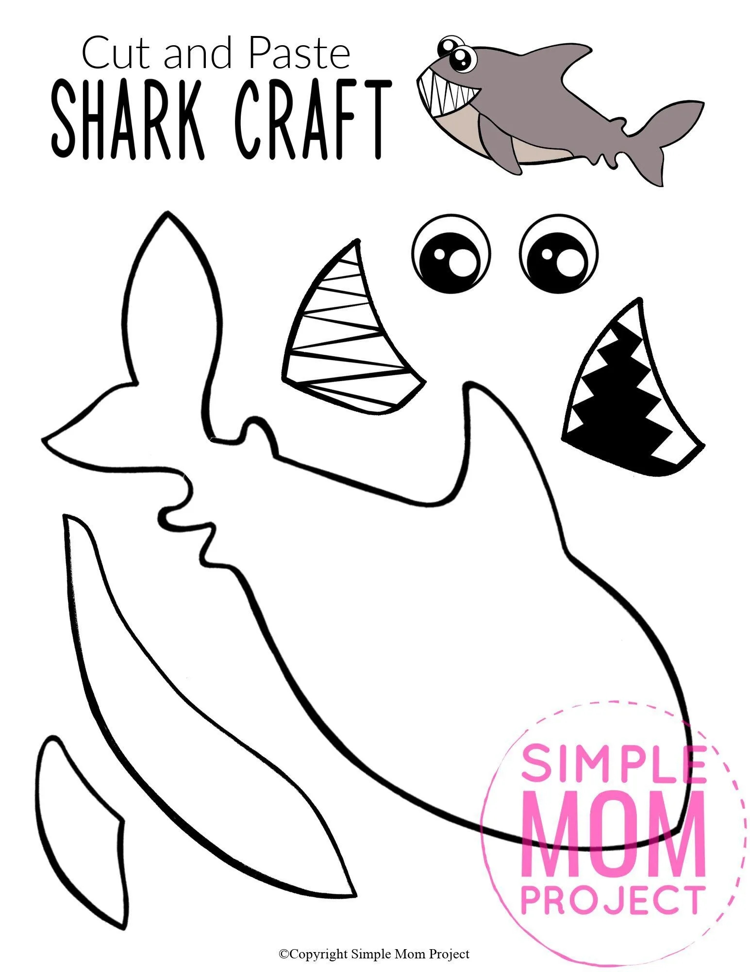 Adorable Shark Craft For Kids With Free Template Simple Mom Project