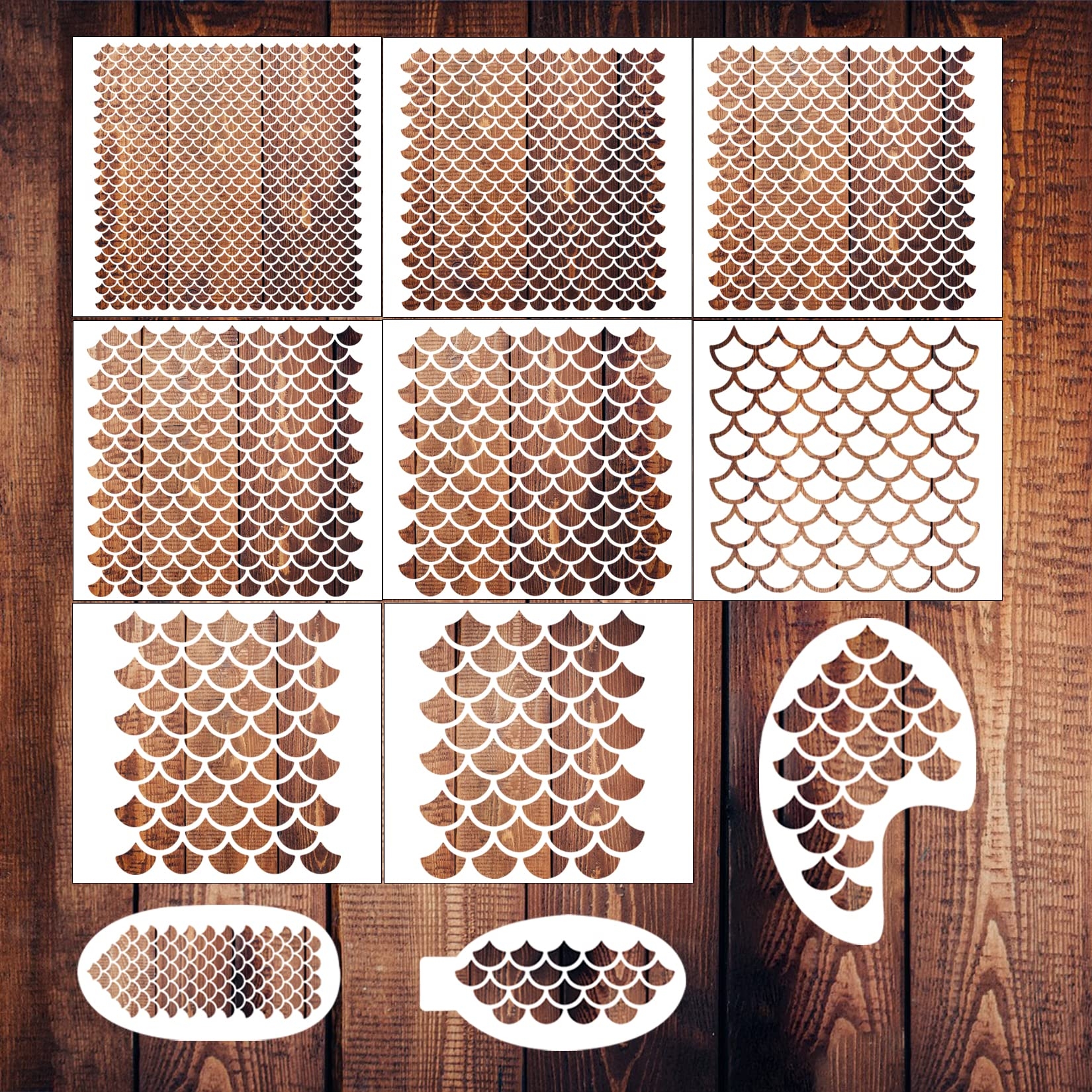 Amazon Mermaid Makeup Mermaid Scale Stencil Airbrush Stencils Large Plastic Dragon Reusable Fish Scales Animal Print Templates Kit For Women 