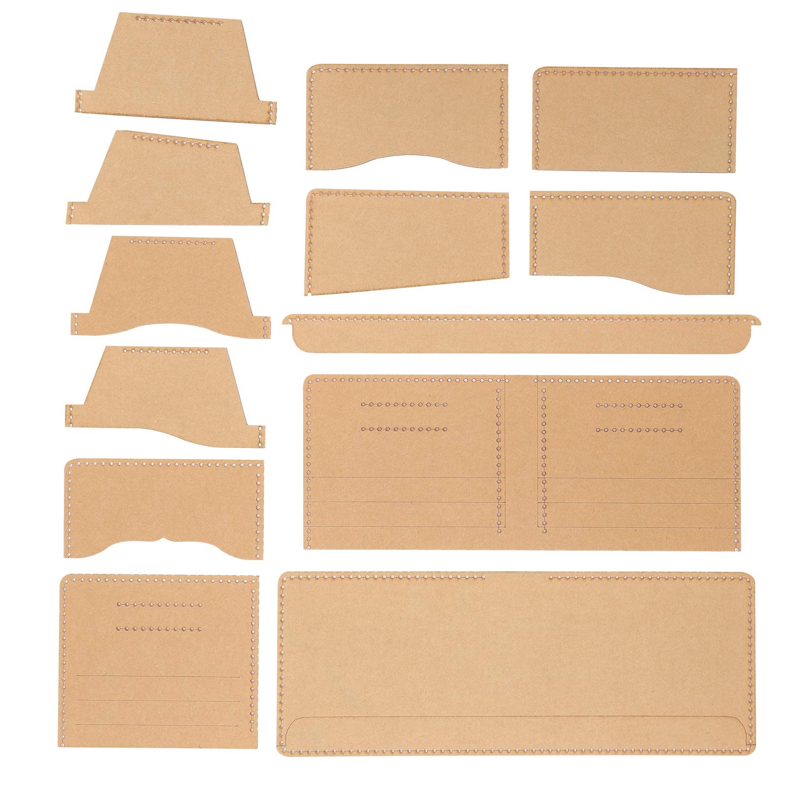 Amazon Oumefar DIY Leather Craft Template Acrylic Wallet Template Set 13pcs Transparent Reusable Scratch Resistant DIY Tool