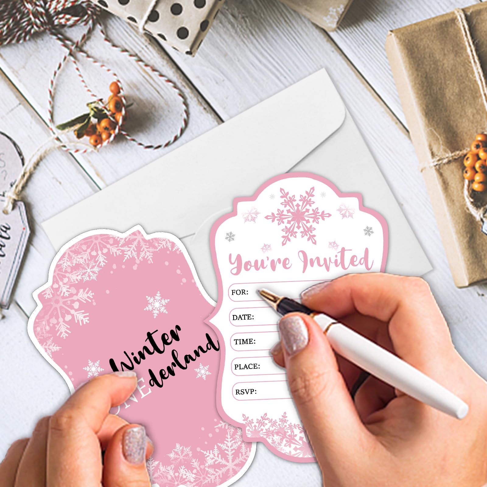 Amazon REWIDPARTY Winter Onederland Party Invitations With 