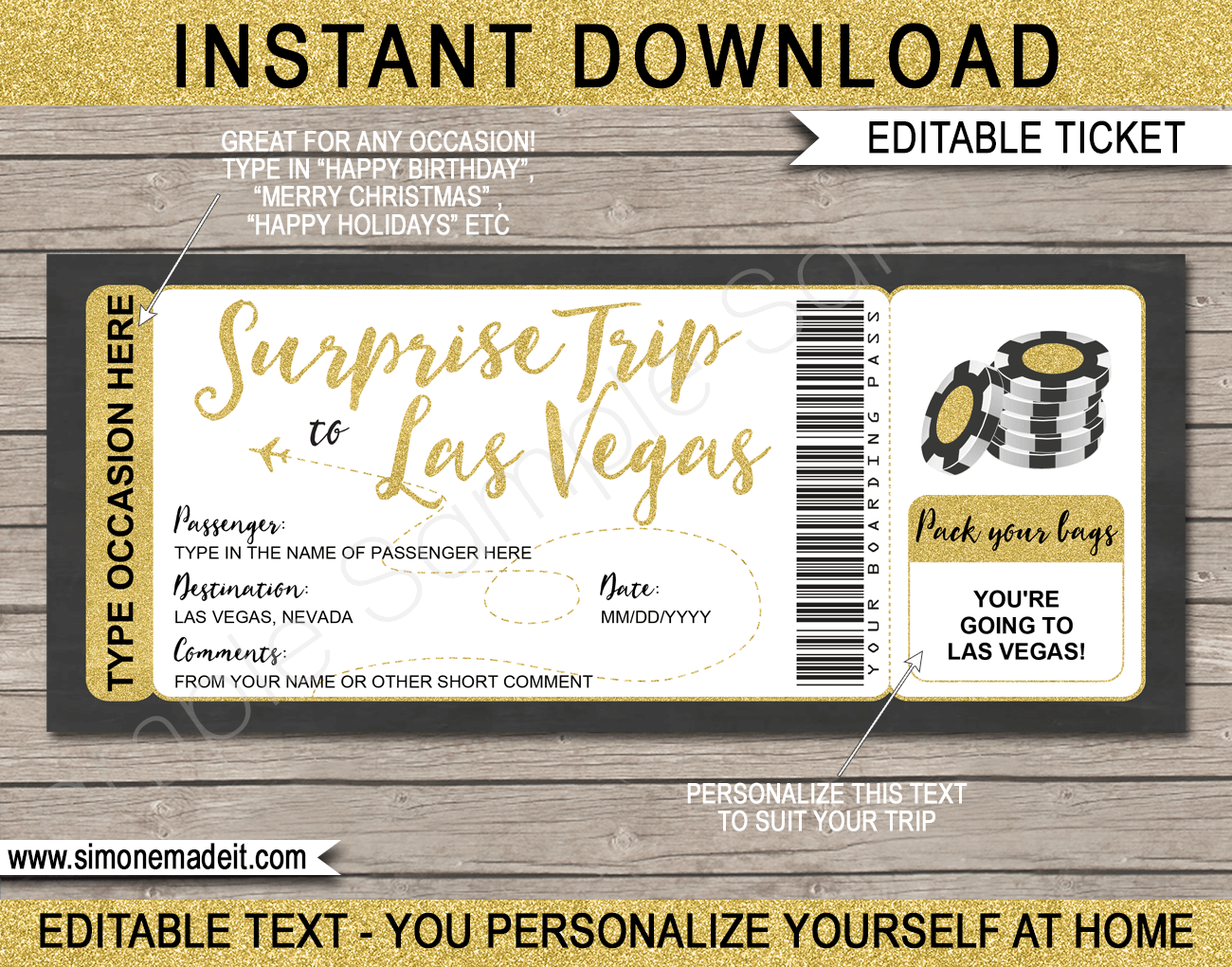 Free Printable Las Vegas Ticket Template