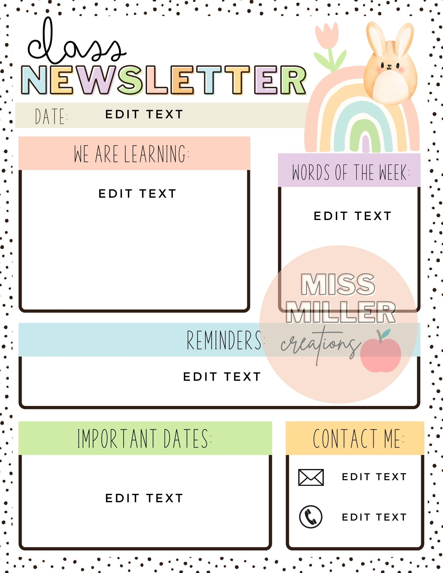 April spring Newsletter Template editable Etsy