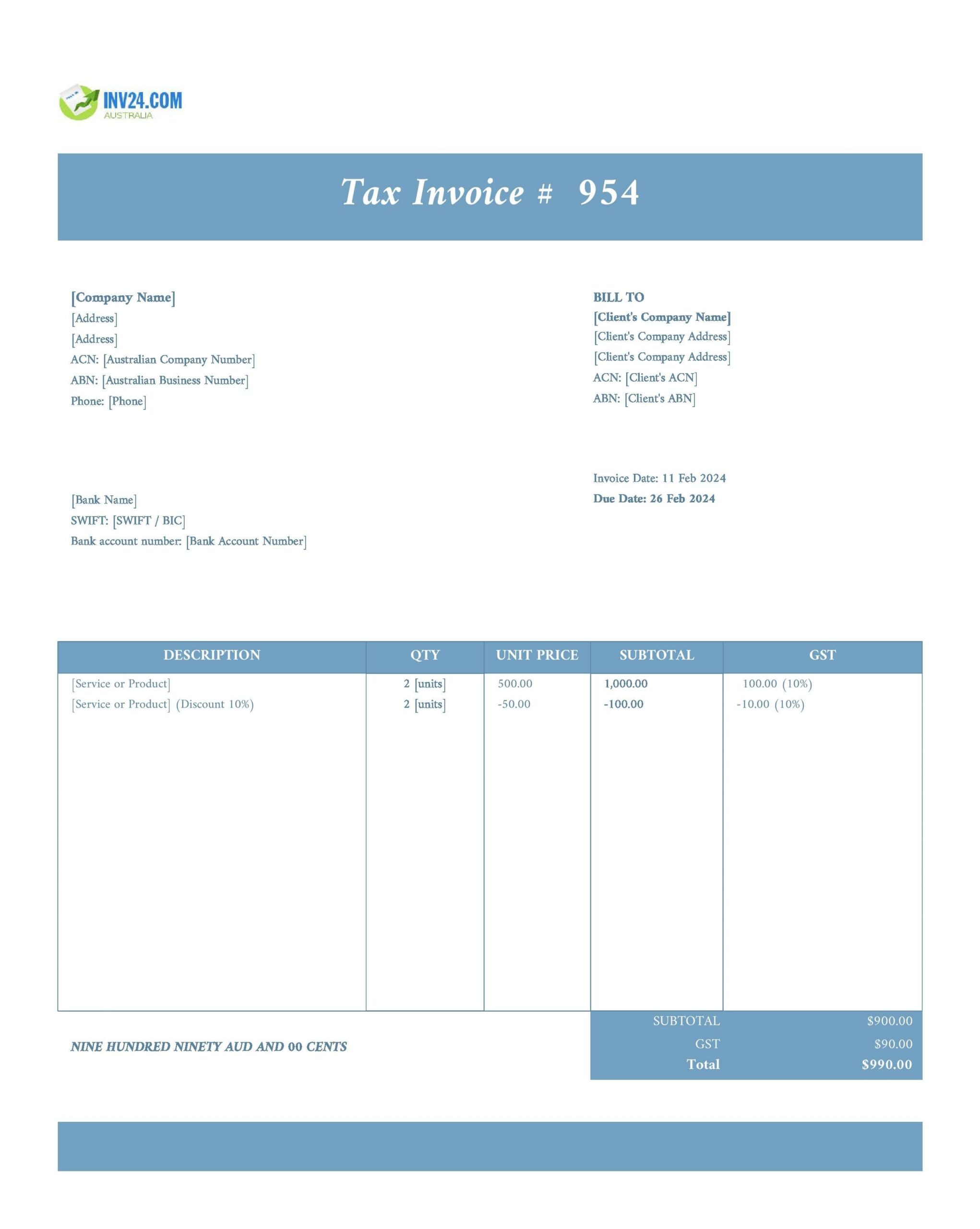 Free Printable Invoice Templates Australia