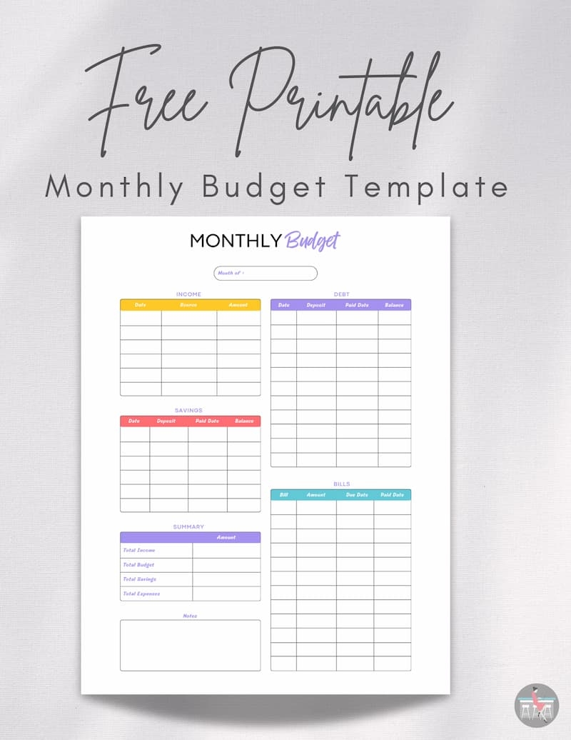 Free Printable Monthly Bill Planner Template