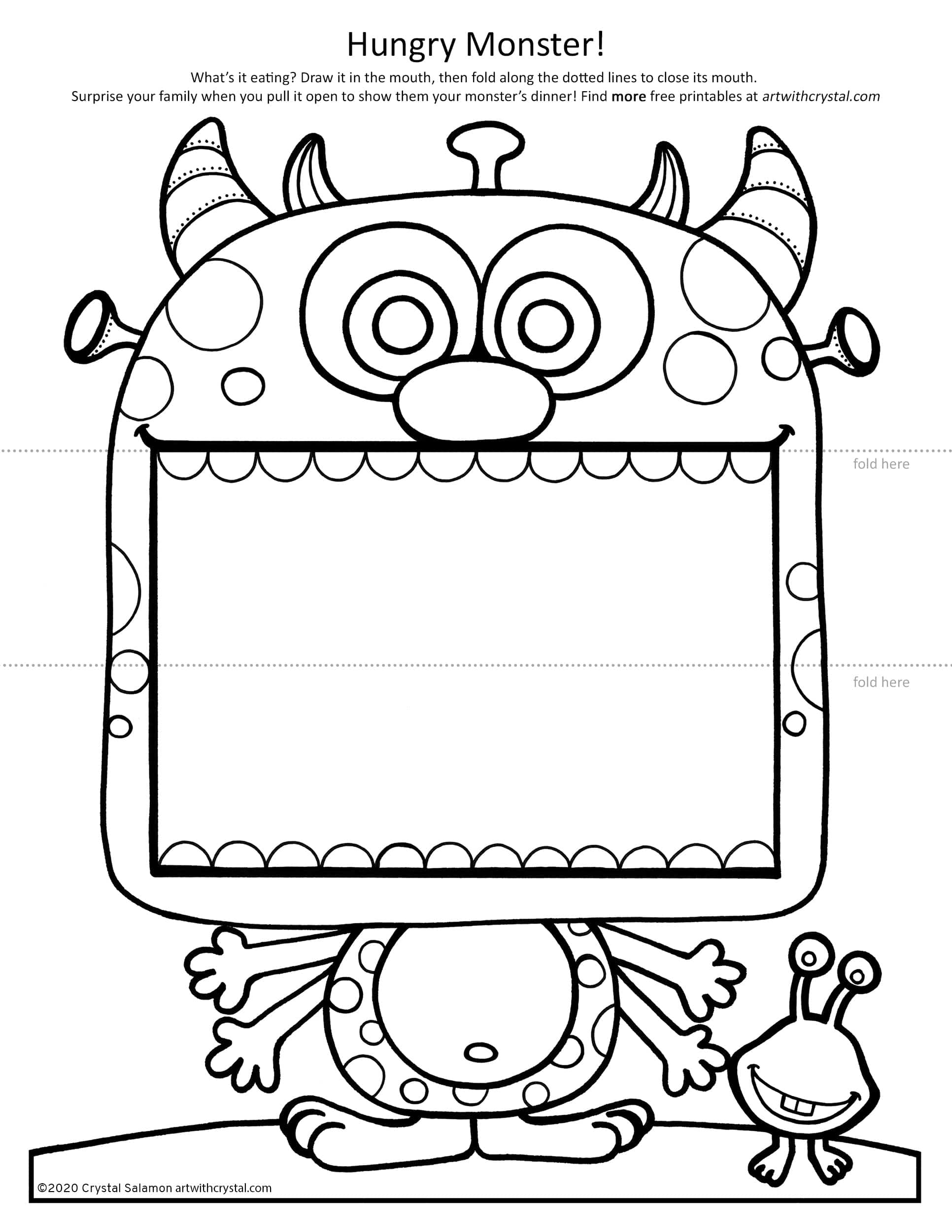 Big Mouth Monster Colouring Page Free Printable Art With Crystal Big Mouth Monster Colouring Page Free Printable Art With Crystal