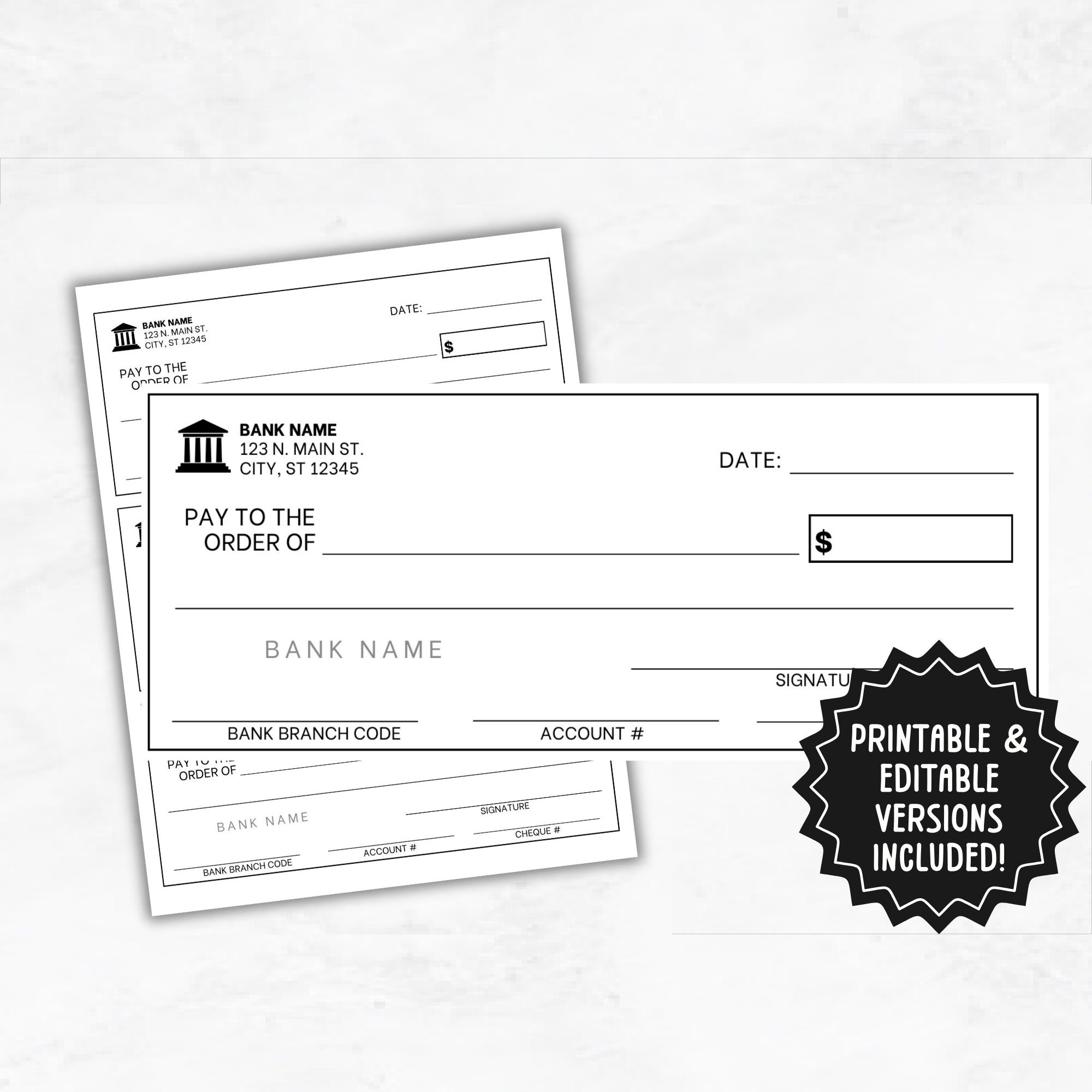 Blank Checks Template Editable Blank Cheque Printable Blank Blank Checks Template Editable Blank Cheque Printable Blank
