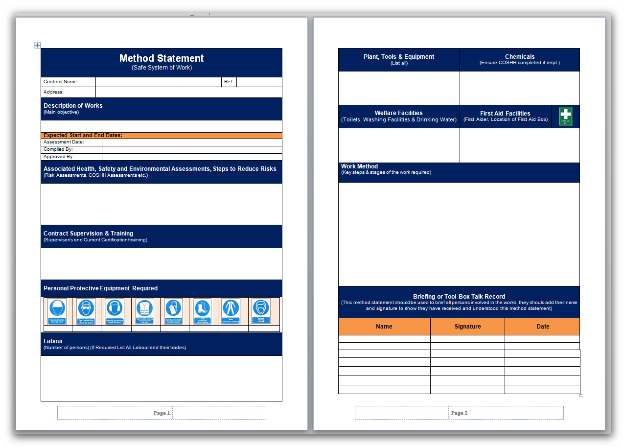 Free Printable Method Statement Template Free Printable Method Statement Template