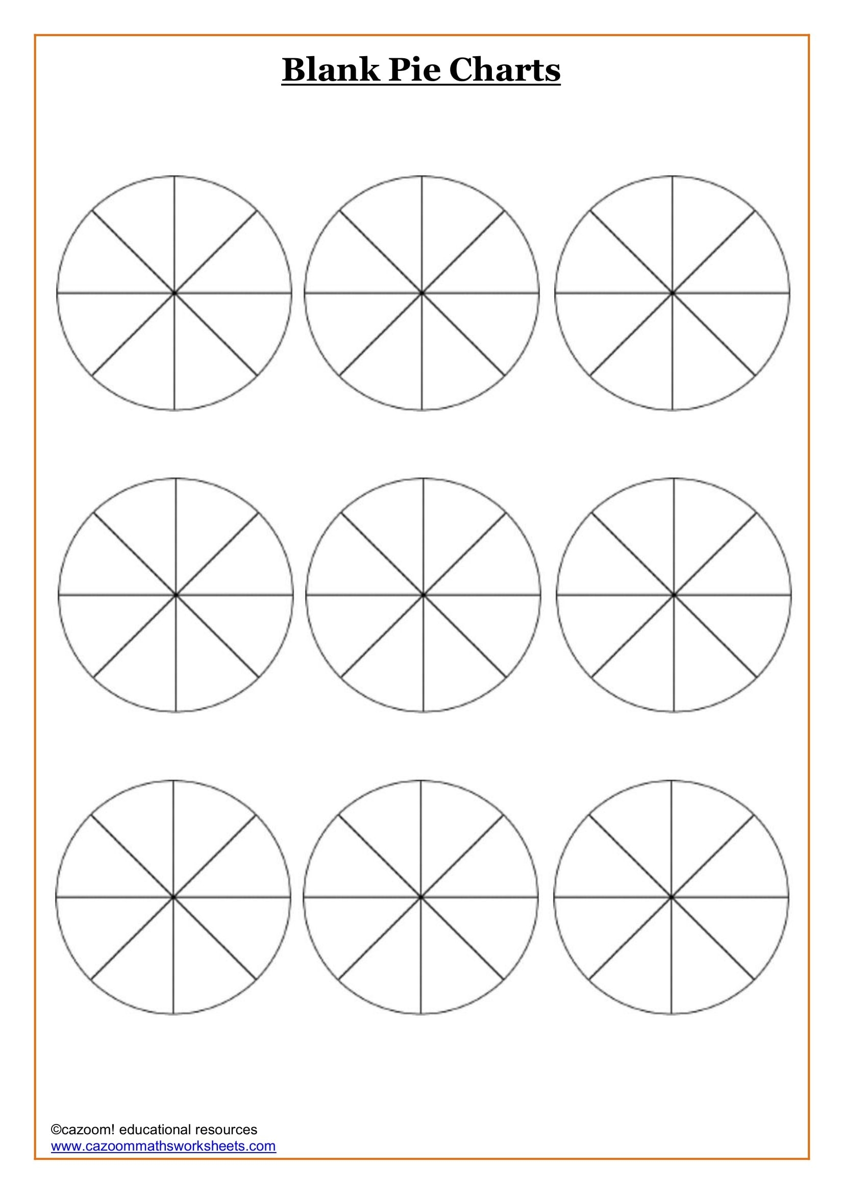 Blank Pie Charts Cazoom Maths Worksheets Blank Pie Charts Cazoom Maths Worksheets
