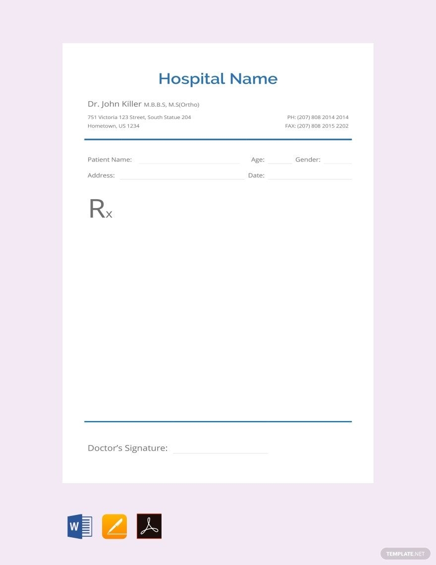 Free Printable Prescription Template
