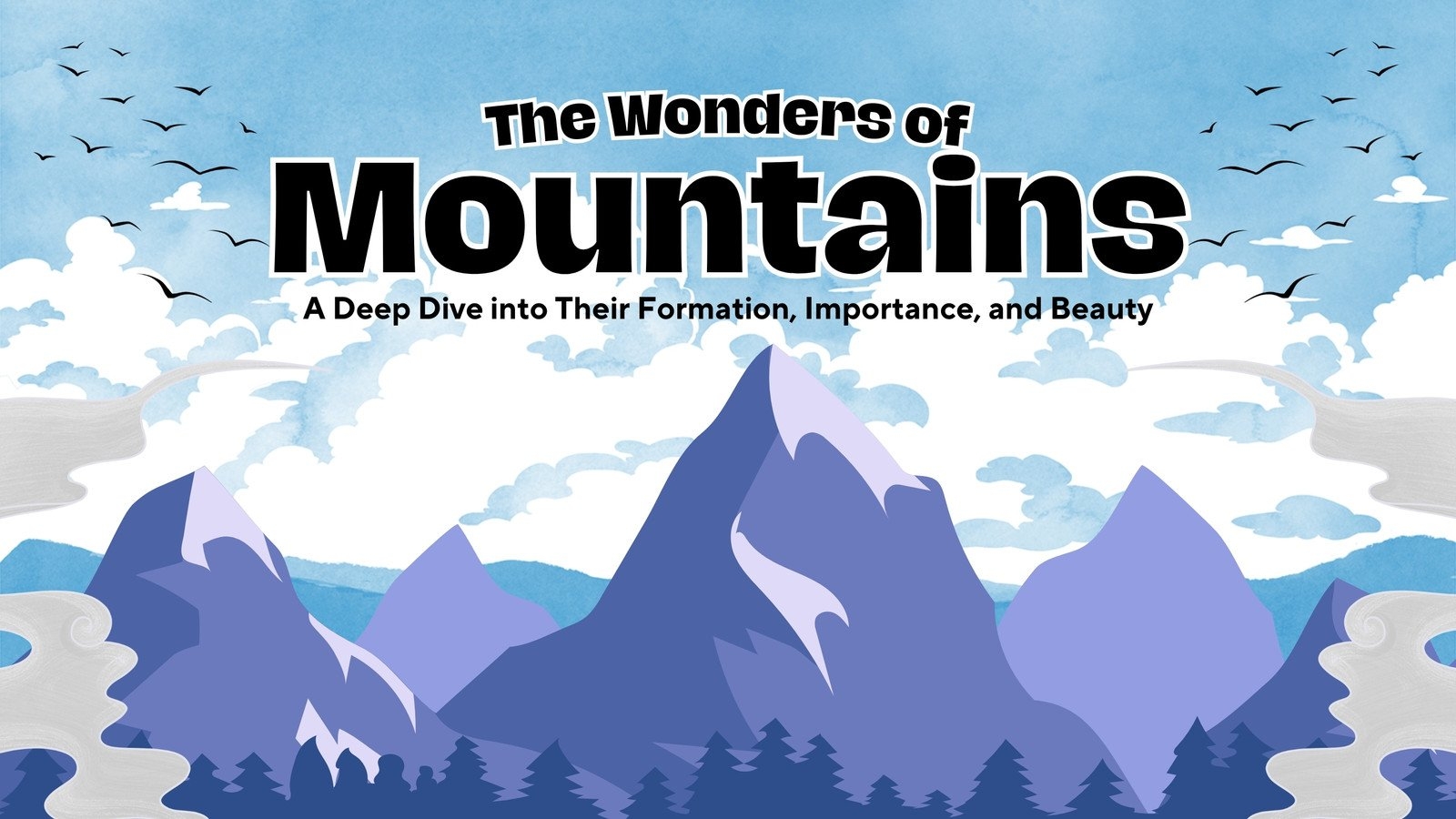 Blue And White Illustrative Mountain Presentation Blue And White Illustrative Mountain Presentation