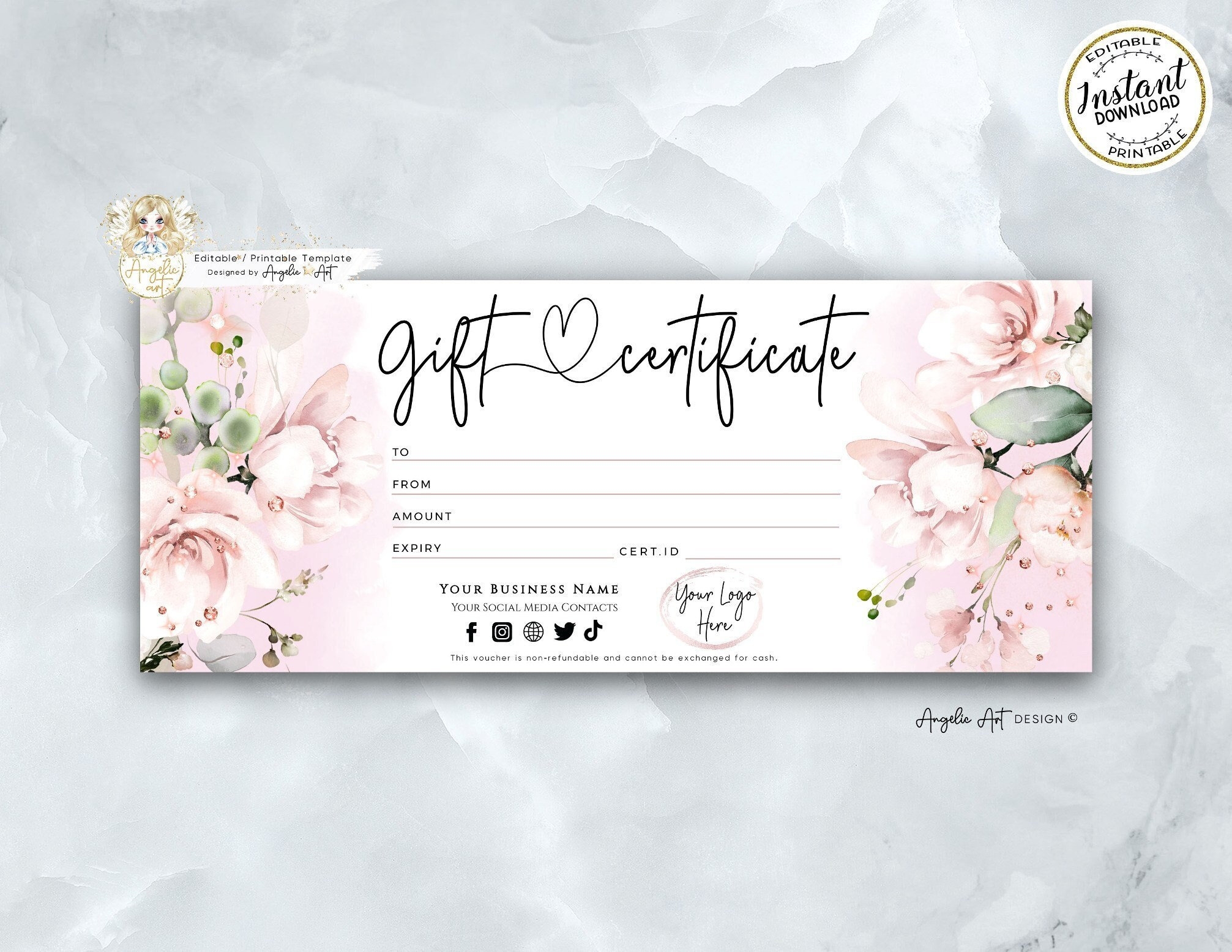 Free Printable Pink Gift Certificate Template Free Printable Pink Gift Certificate Template
