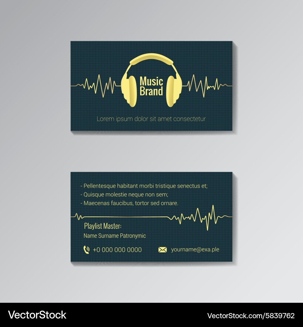 Business Card Template For Music Brand Royalty Free Vector