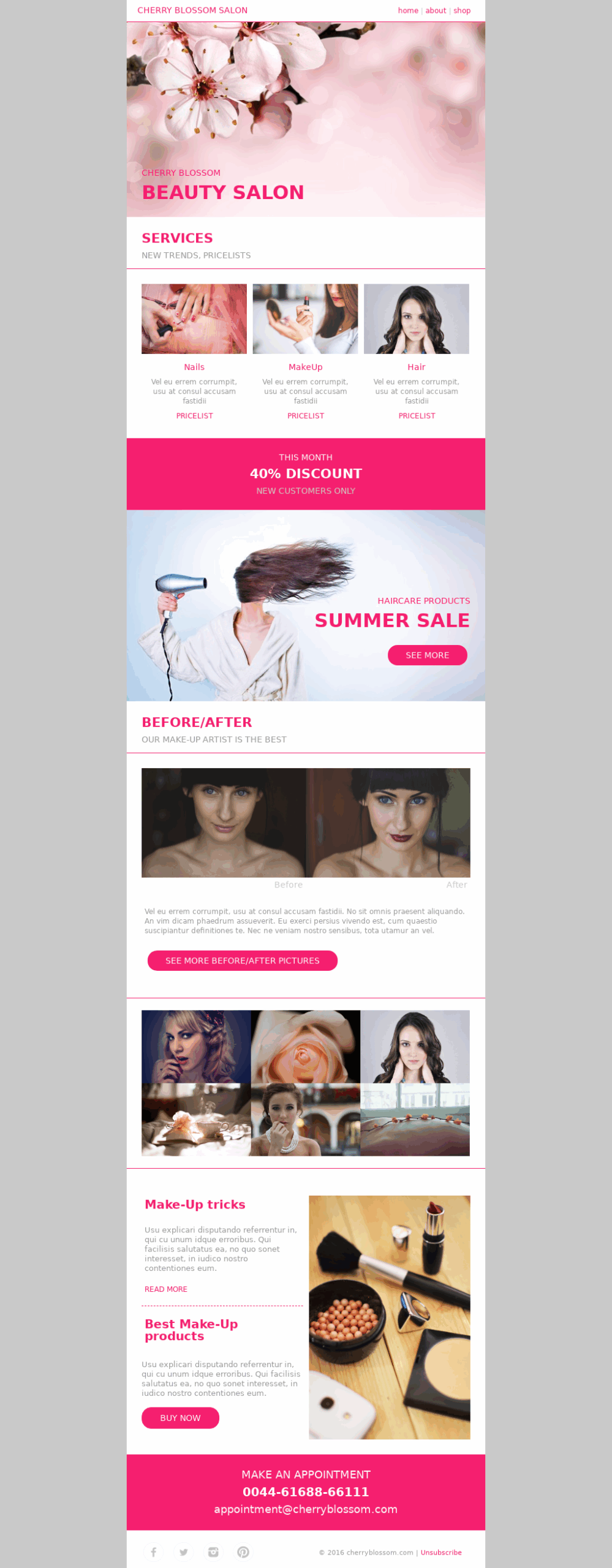 Cherry Blossom Elegant Beauty Or Message Salon Email Template