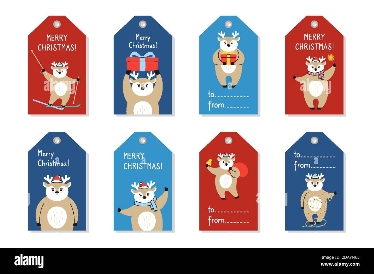 Christmas Tag Template Deer Cartoon Set Paper Label Cute Vector Reindeer Hand Drawn Funny Cartoon Animal New Year Collection Template Label Happy New Year Merry Christmas Stock Vector Image U0026 Art 