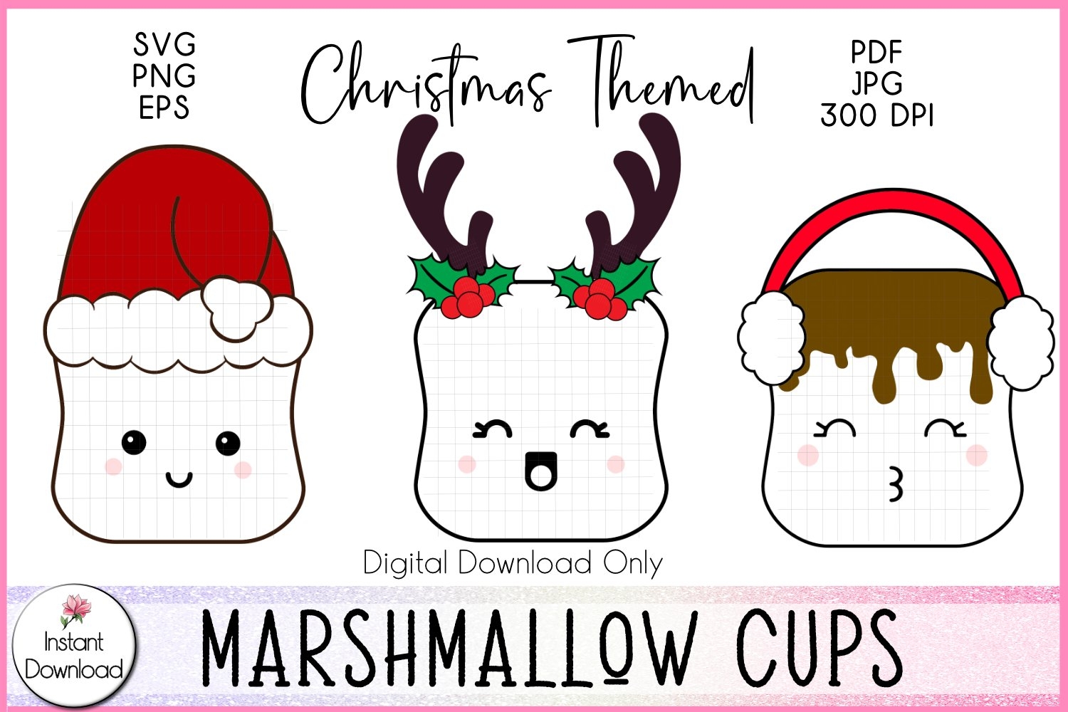 Christmas Themed Marshmallow Cups SVG 3 Variations 